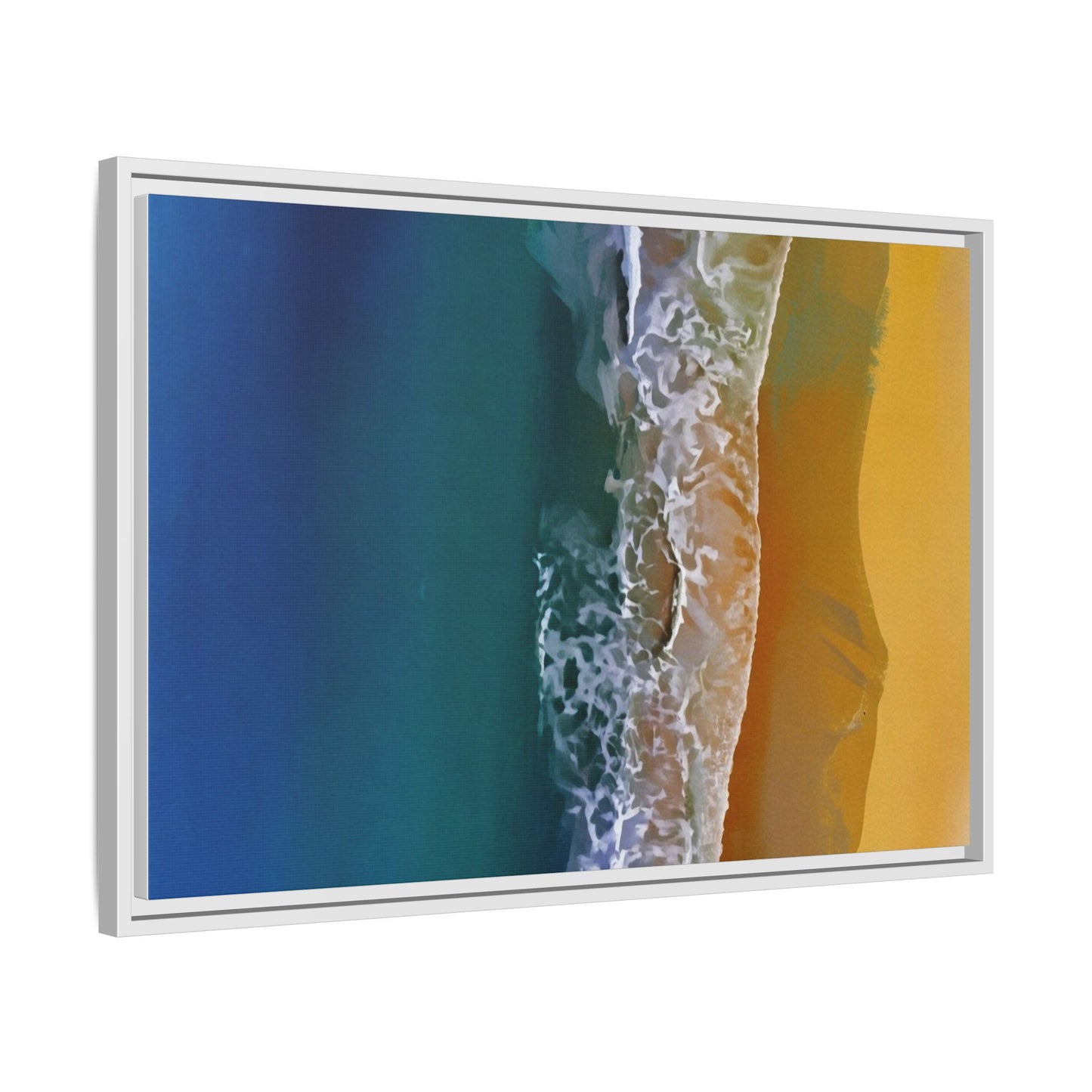 Framed Matte Canvas Seascape Print – Coastal Waves Wall Art