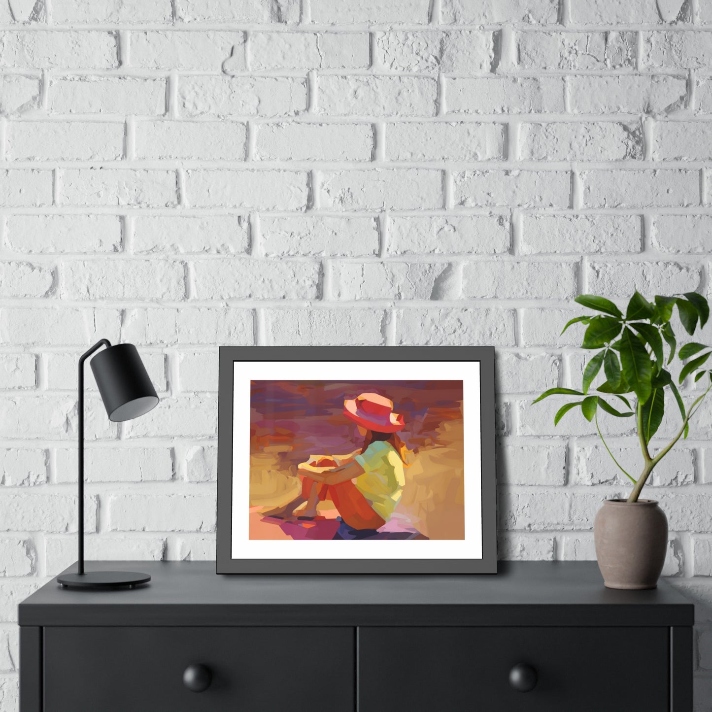 Framed Poster — Vibrant Coastal Girl Illustration, Summer Beach Wall Art