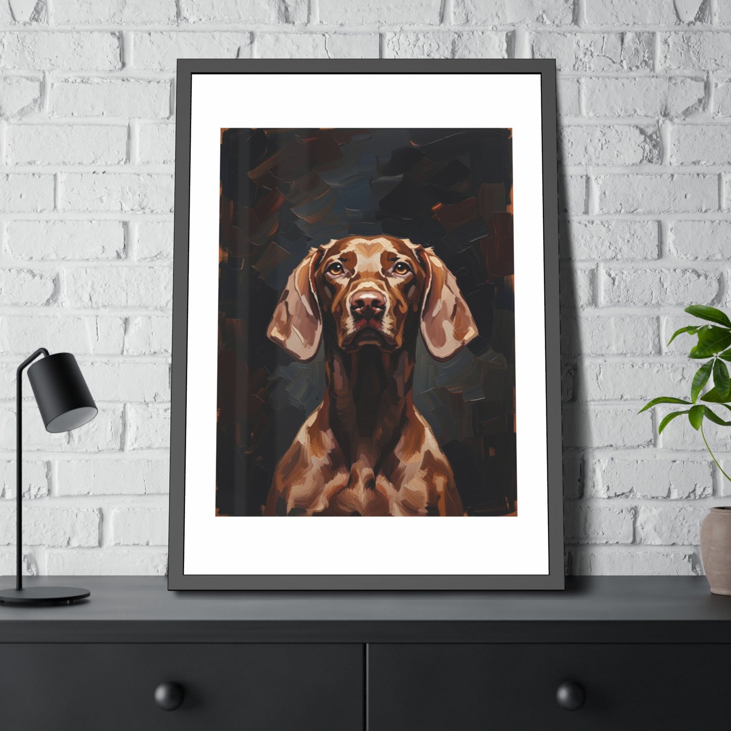 Chocolate Vizsla Dog Framed Paper Posters