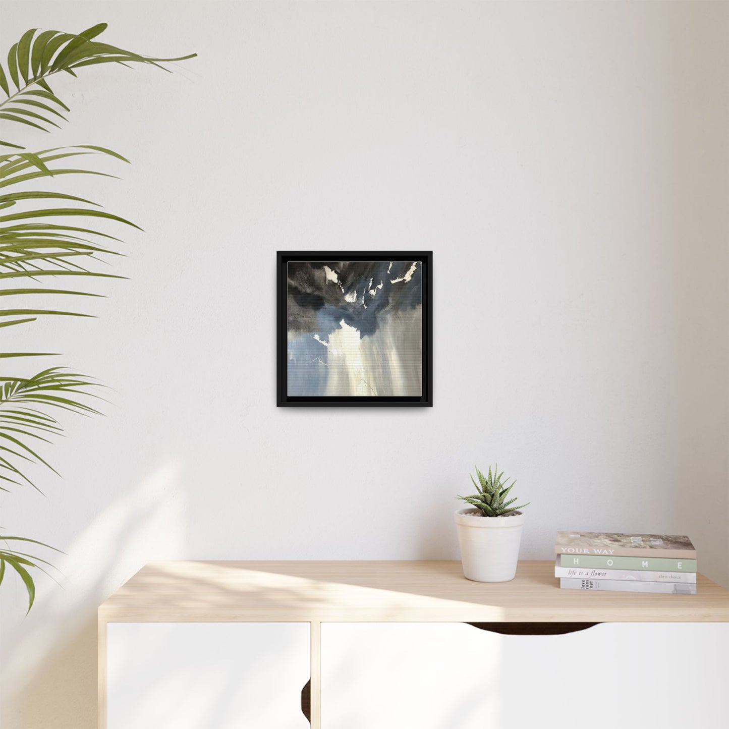 Framed Matte Canvas Art — Moody Abstract Sky Painting