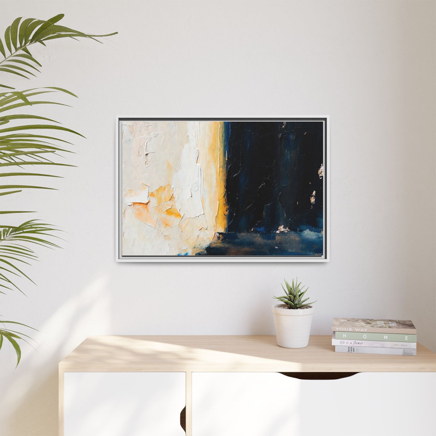 Abstract Coastal Texture Framed Canvas Art — Matte Multi-Color Wall Print