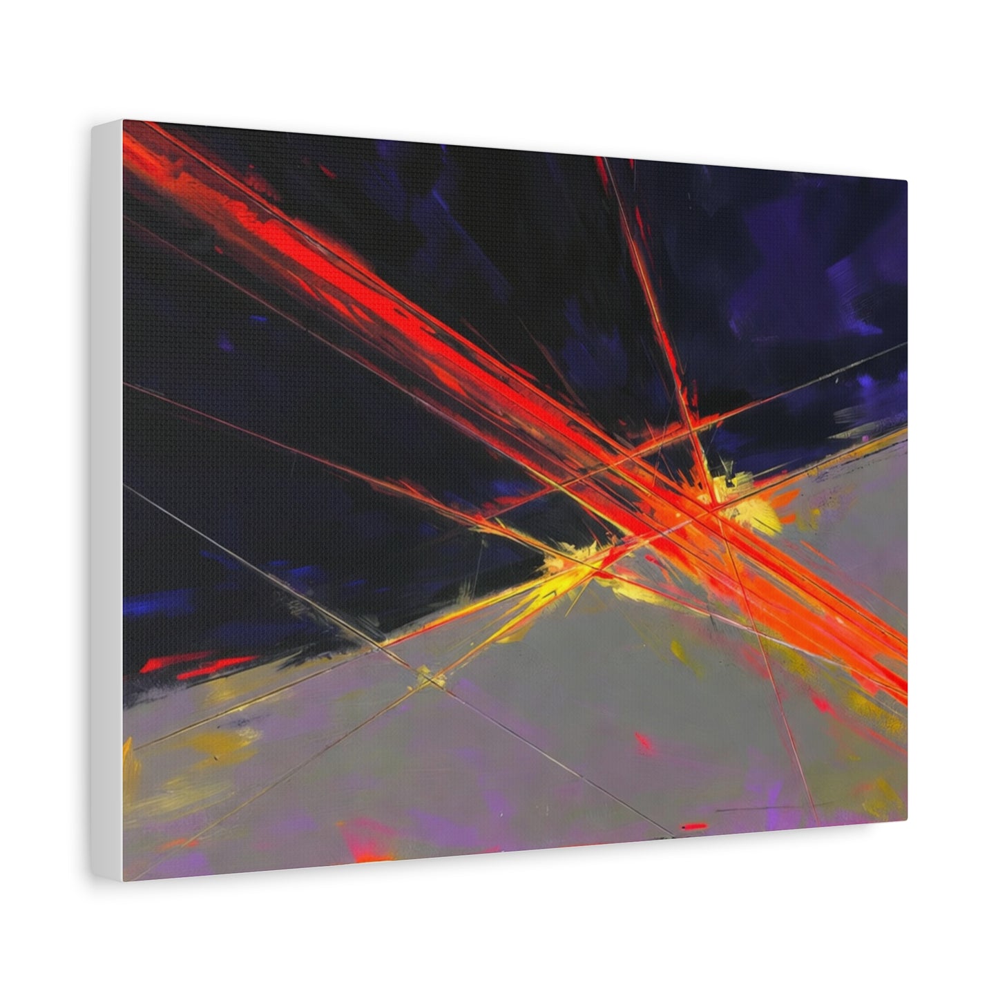 Abstract Red Streaks Matte Canvas Print — Modern Geometric Wall Art