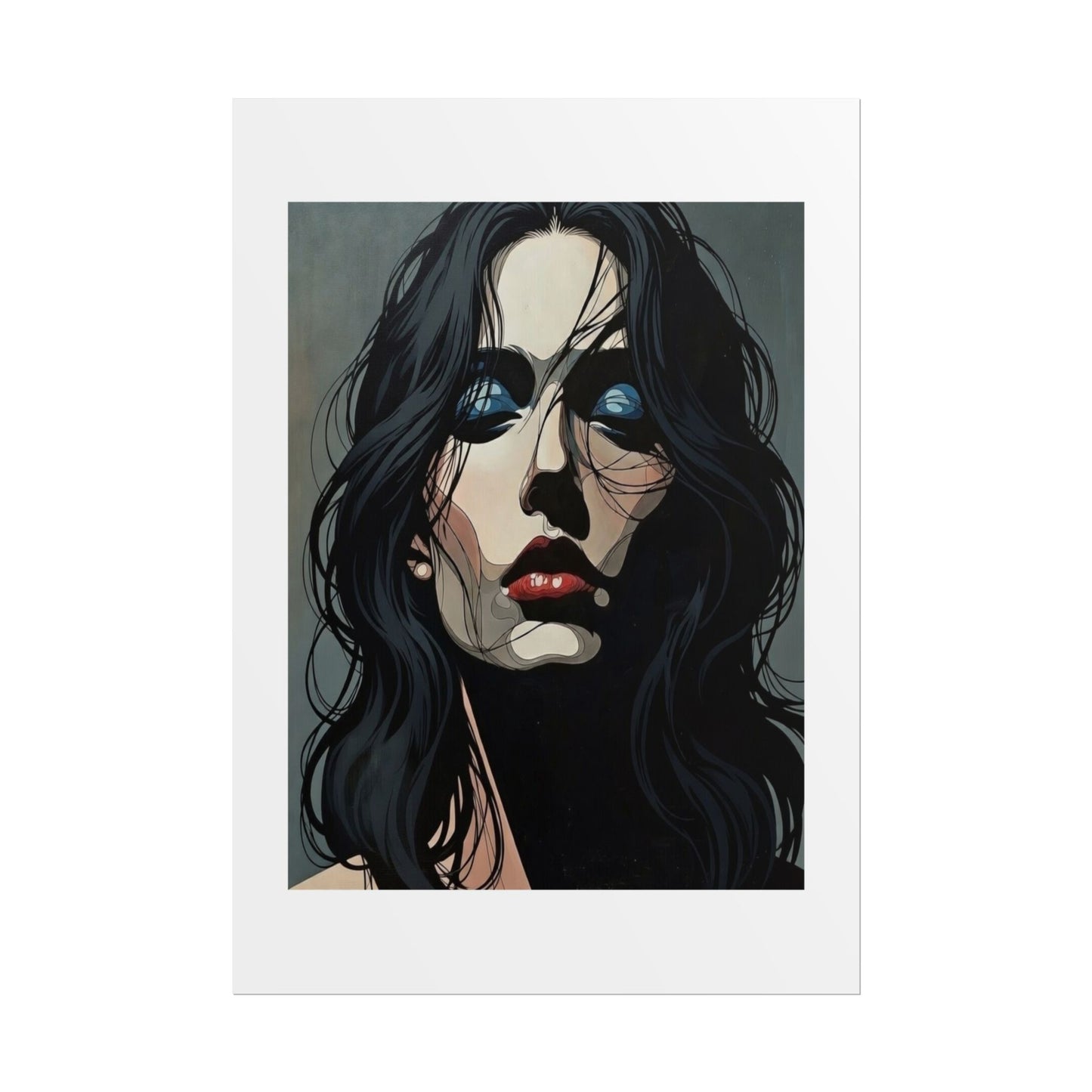 Rolled Poster — Moody Portrait Art Print (Dark Femme, Blue Eyeshadow)