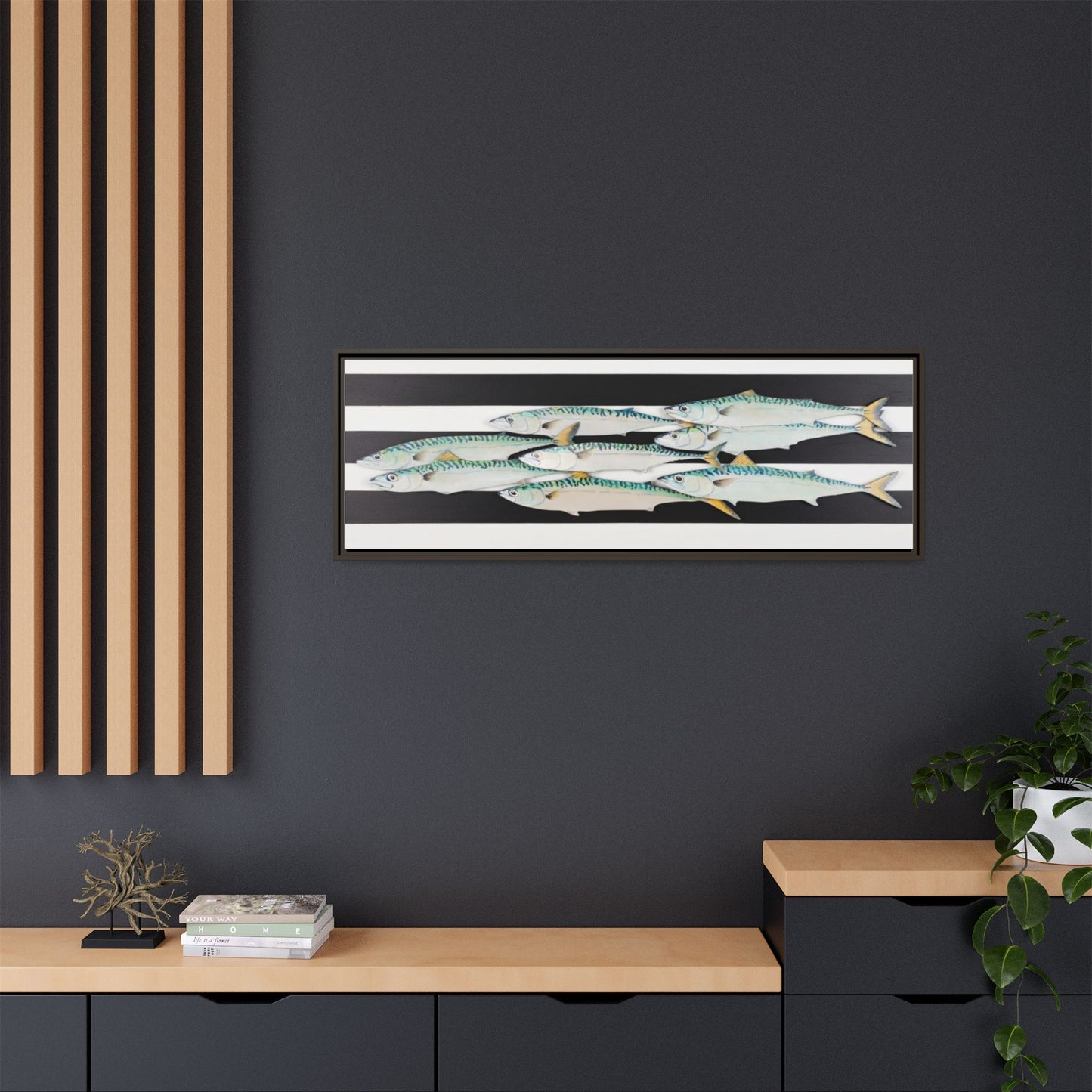 Striped Mackerel Canvas Print — Framed Matte Fish Wall Art