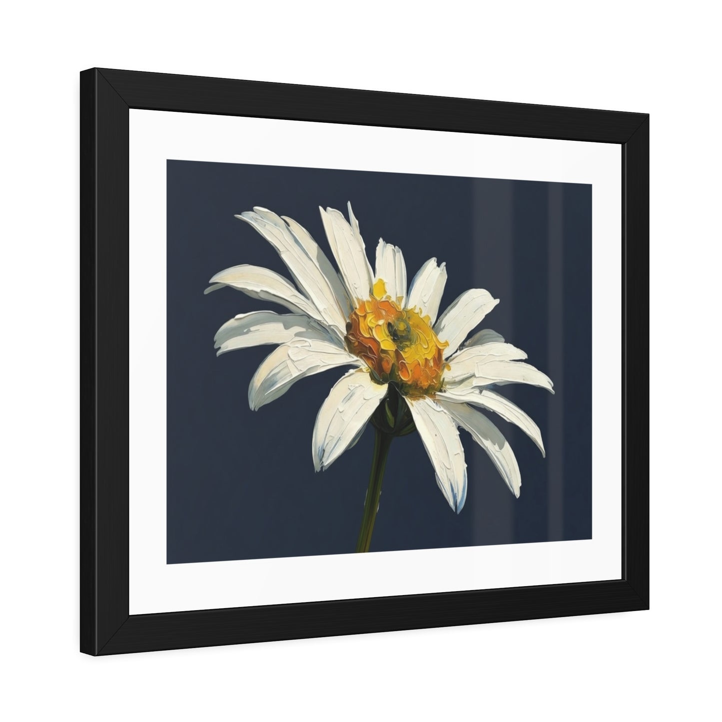 Framed Daisy Art Print — White Daisy Wall Poster in Black Frame