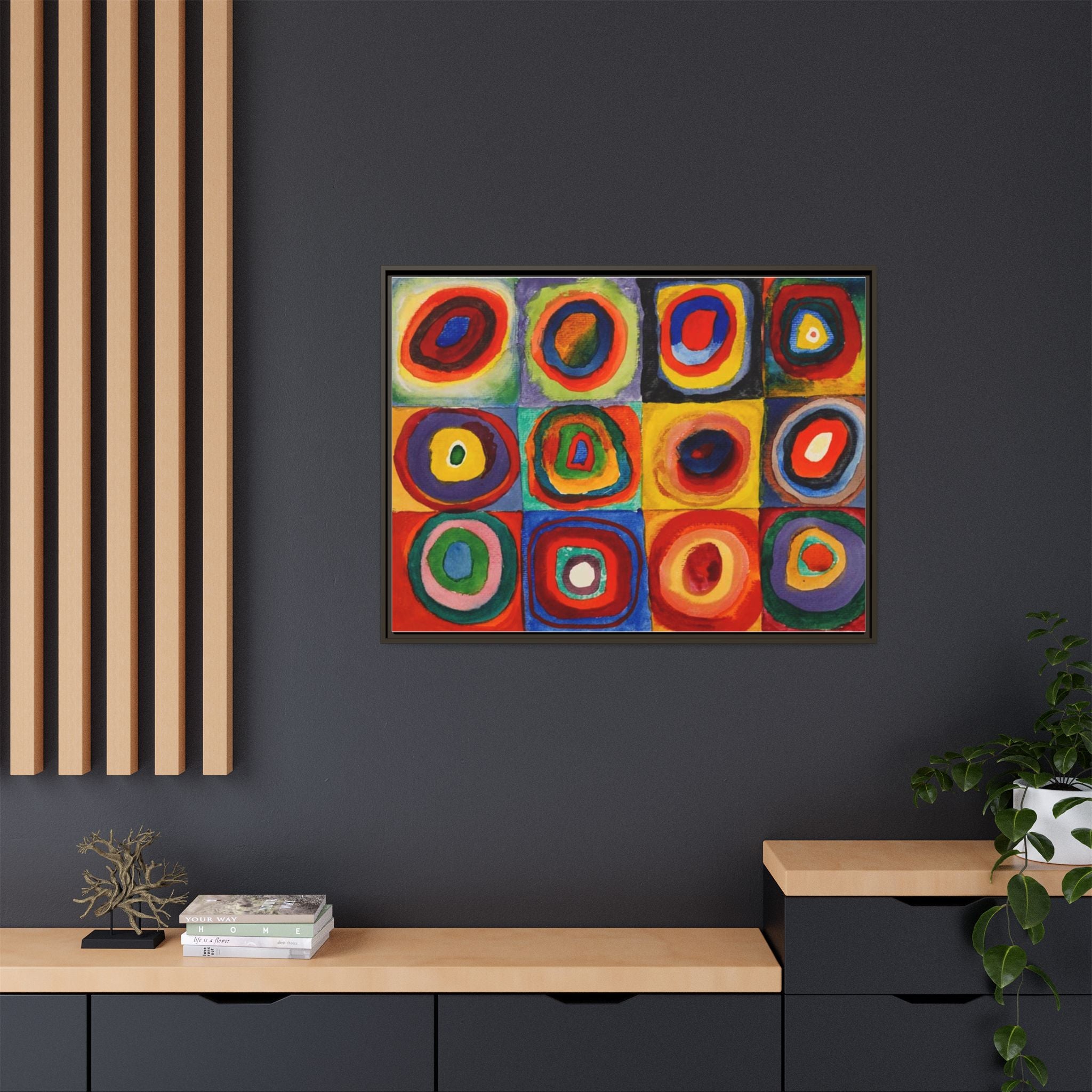 Colour Study, Squares with Concentric Circles by Vassily Kandinsky Framed Abstract Canvas Print