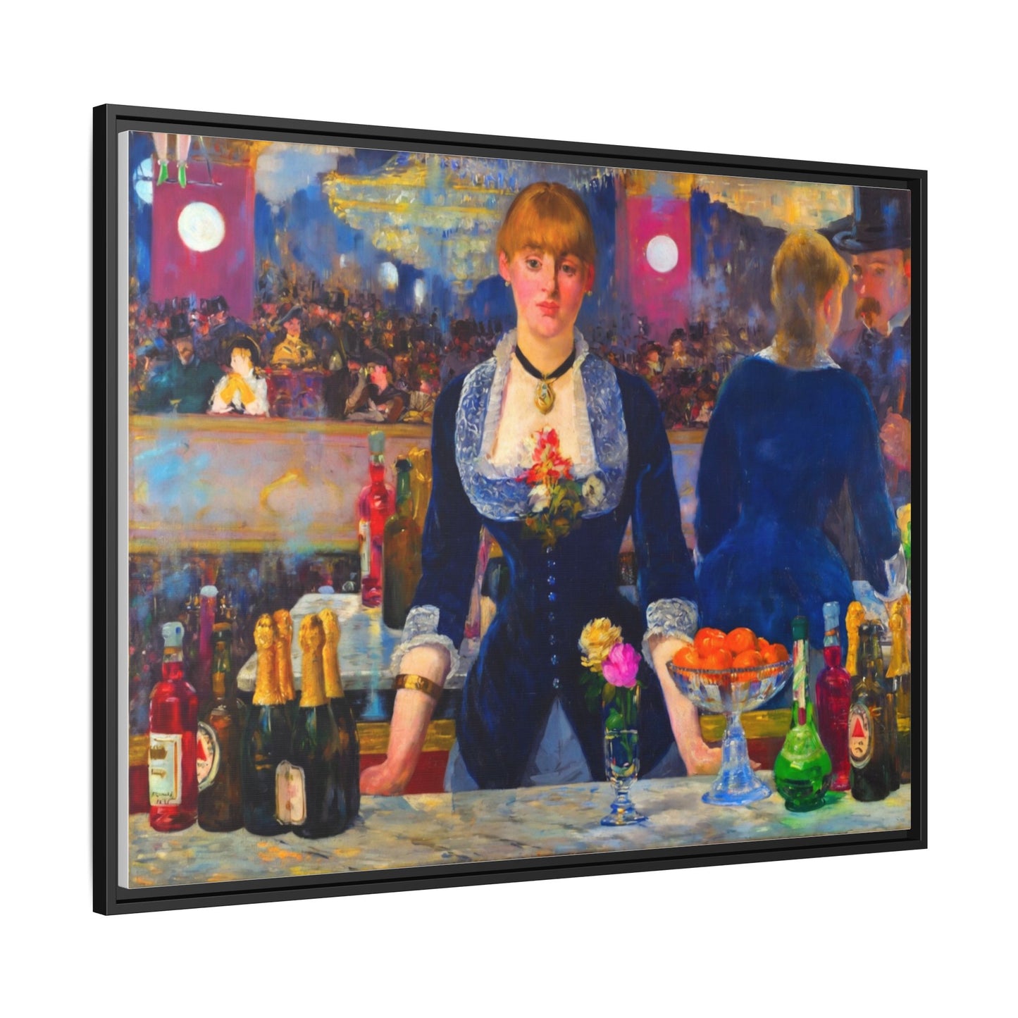 Framed Matte Canvas Print — Vintage Parisian Bar Scene