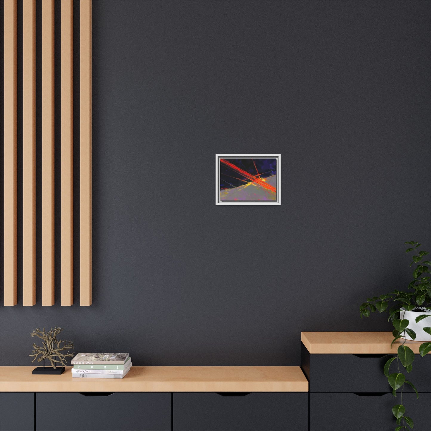 Abstract Red Streaks Framed Matte Canvas Art — Modern Multi‑Color Wall Decor