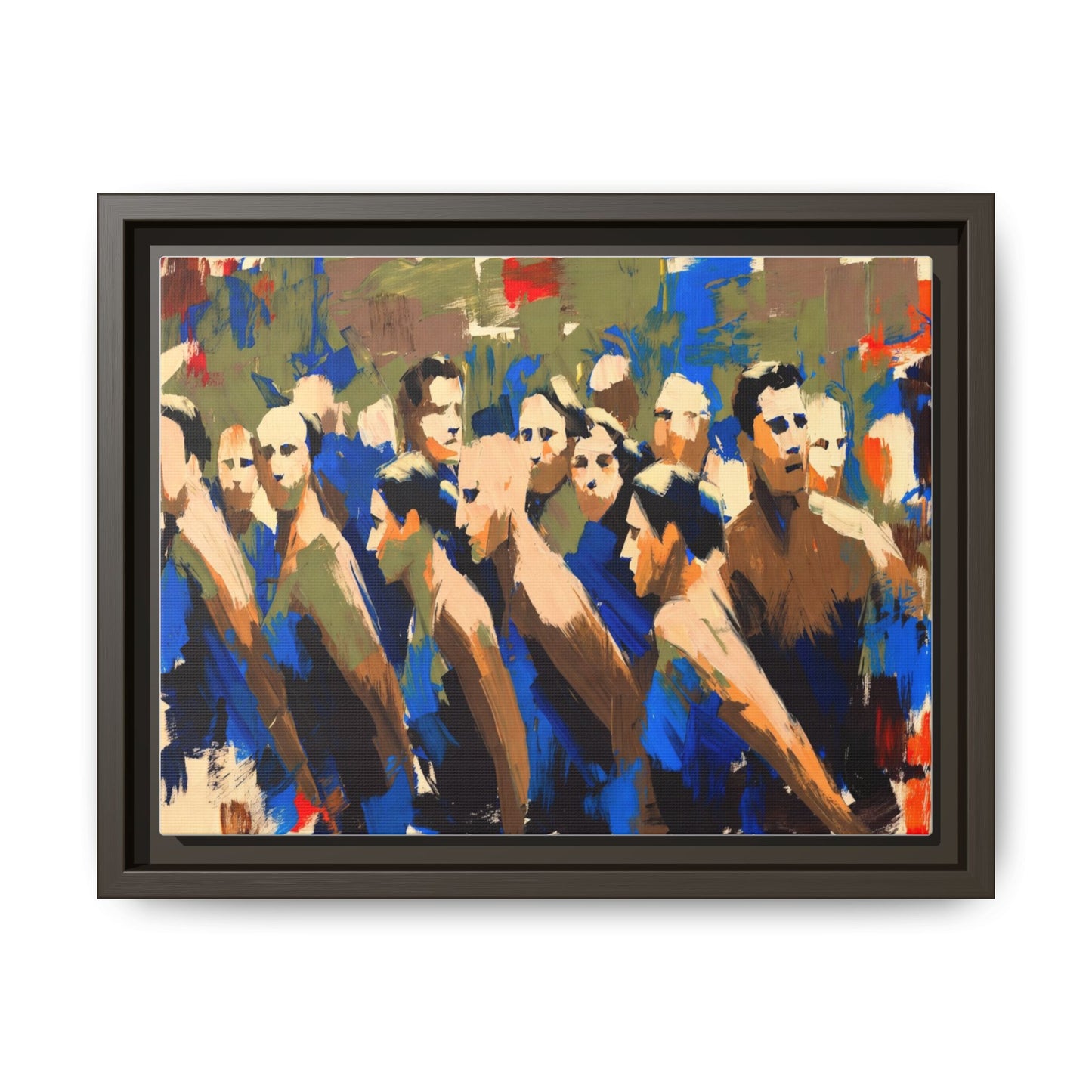 Abstract Crowd Matte Canvas Print — Framed Multi-Color Wall Art