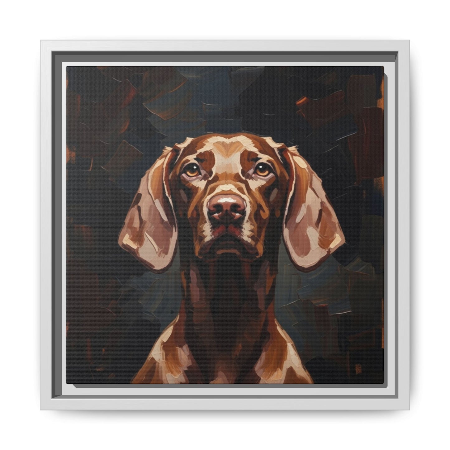 Framed Matte Canvas Dog Portrait – Brown Vizsla Wall Art