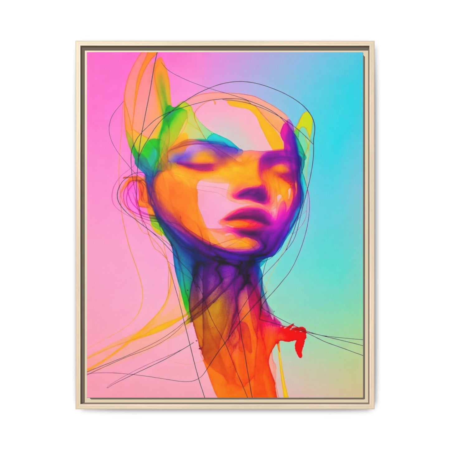 Framed Matte Canvas Art — Vibrant Abstract Portrait Wall Print