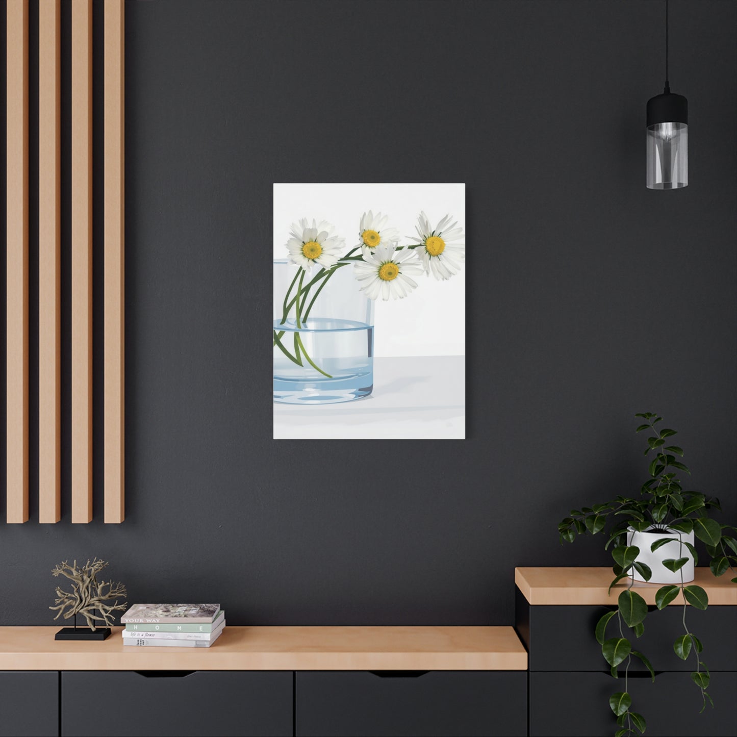 Daisy Glass Vase Canvas Print — Matte Stretched Wall Art