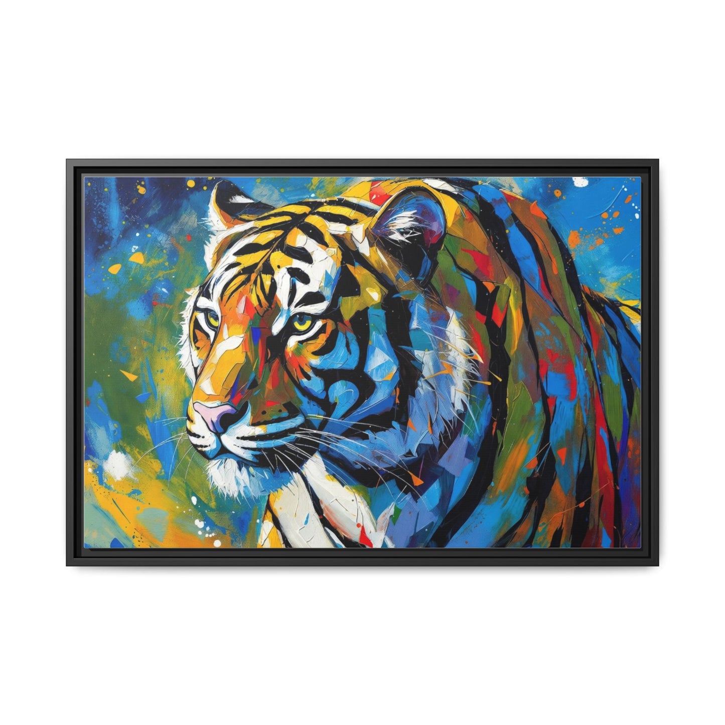 Colorful Tiger Matte Canvas Framed Art — Vibrant Wildlife Wall Decor