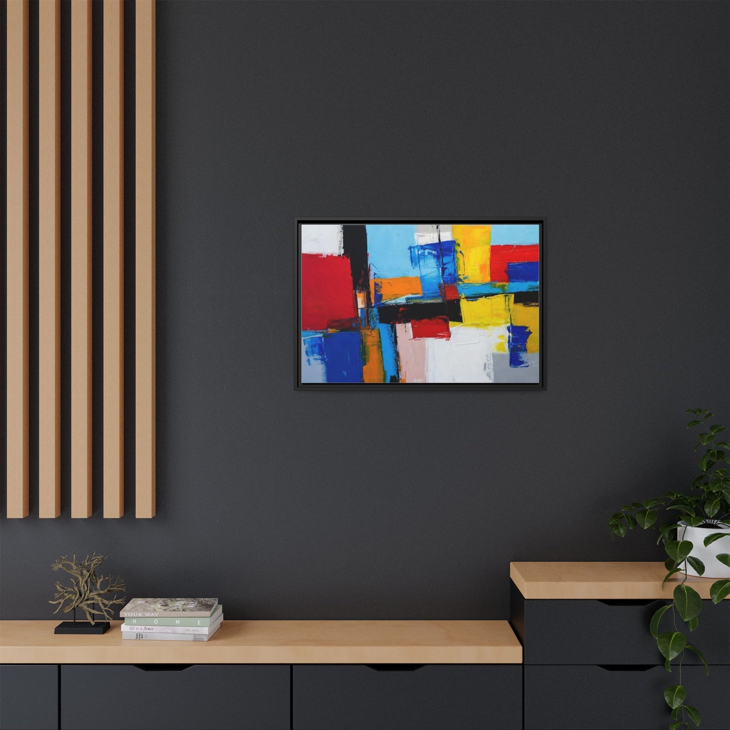 Abstract Color Block Matte Canvas Framed Wall Art
