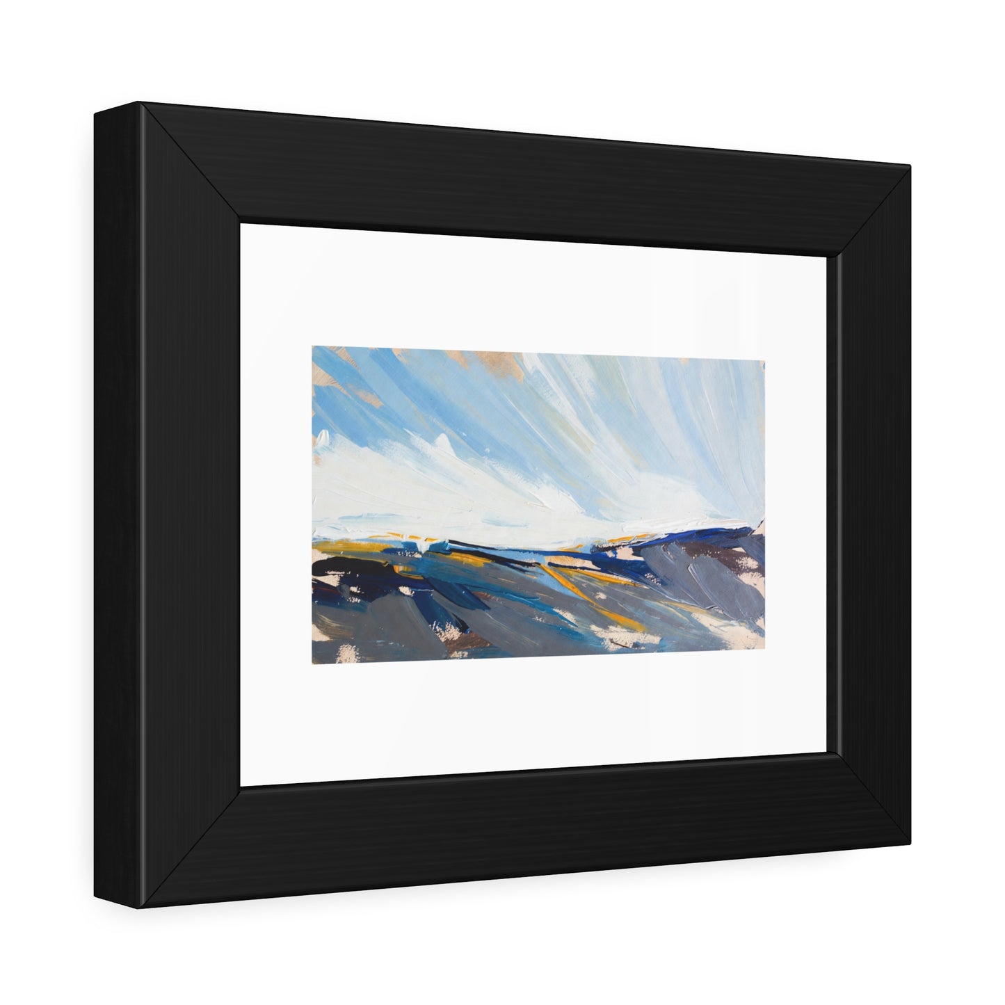 Abstract Coastal Landscape Framed Poster — Blue Seascape Wall Art