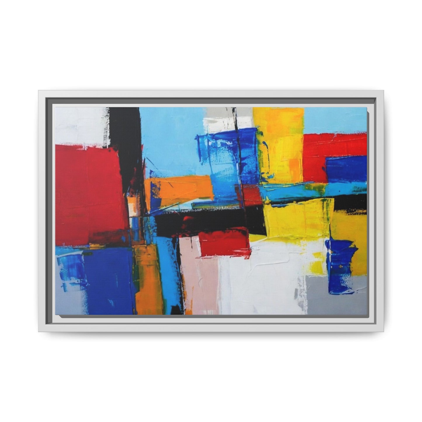 Abstract Color Block Matte Canvas Framed Wall Art