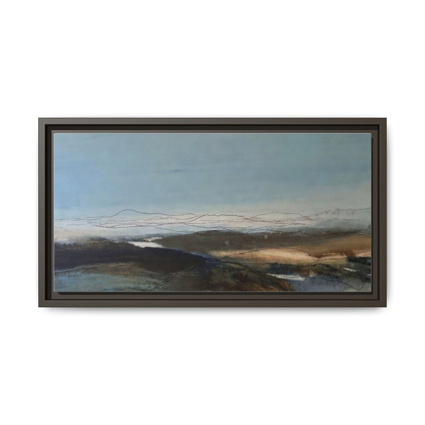 Framed Matte Canvas Wall Art — Serene Abstract Blue Landscape