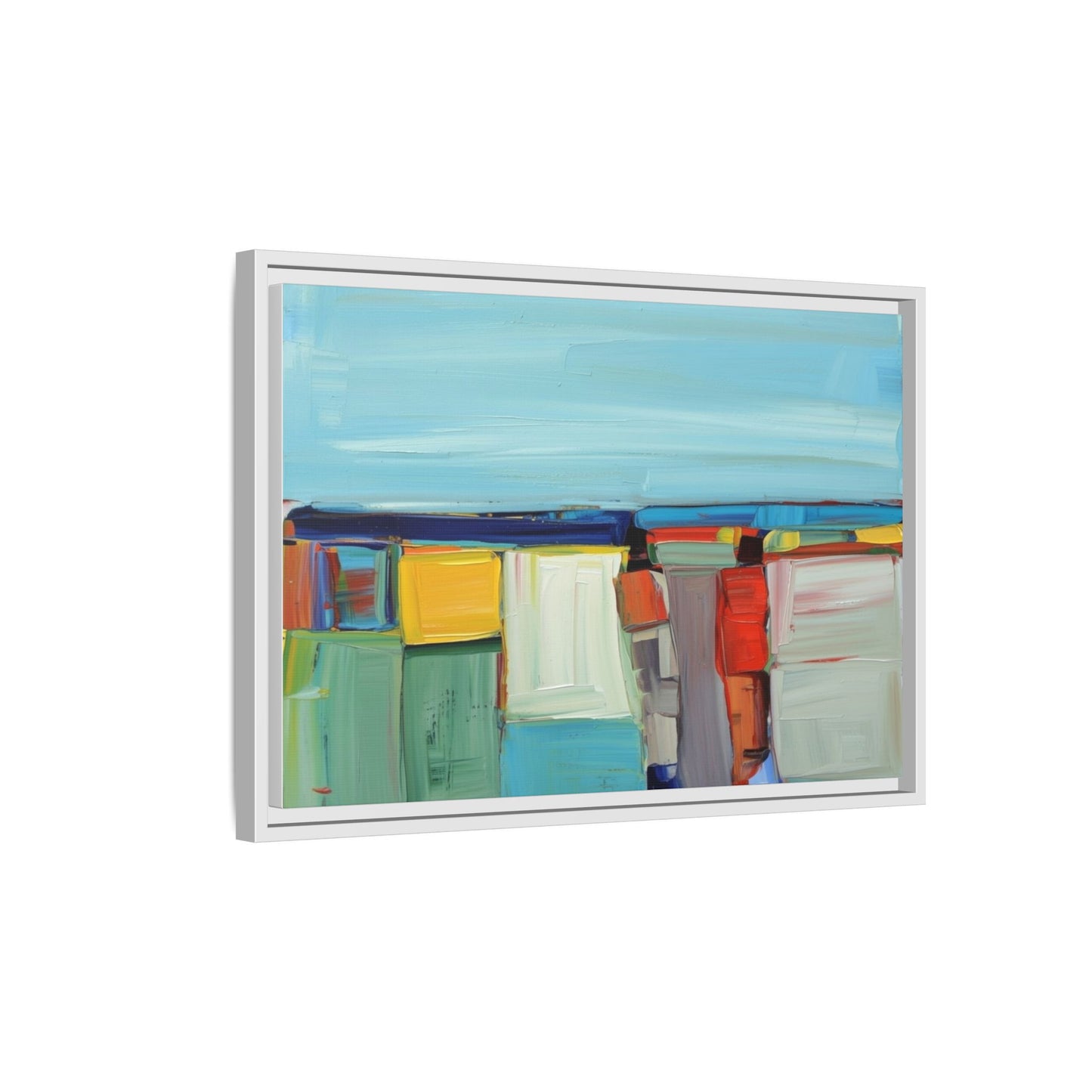 Abstract Coastal Blocks Matte Canvas Print (Framed)