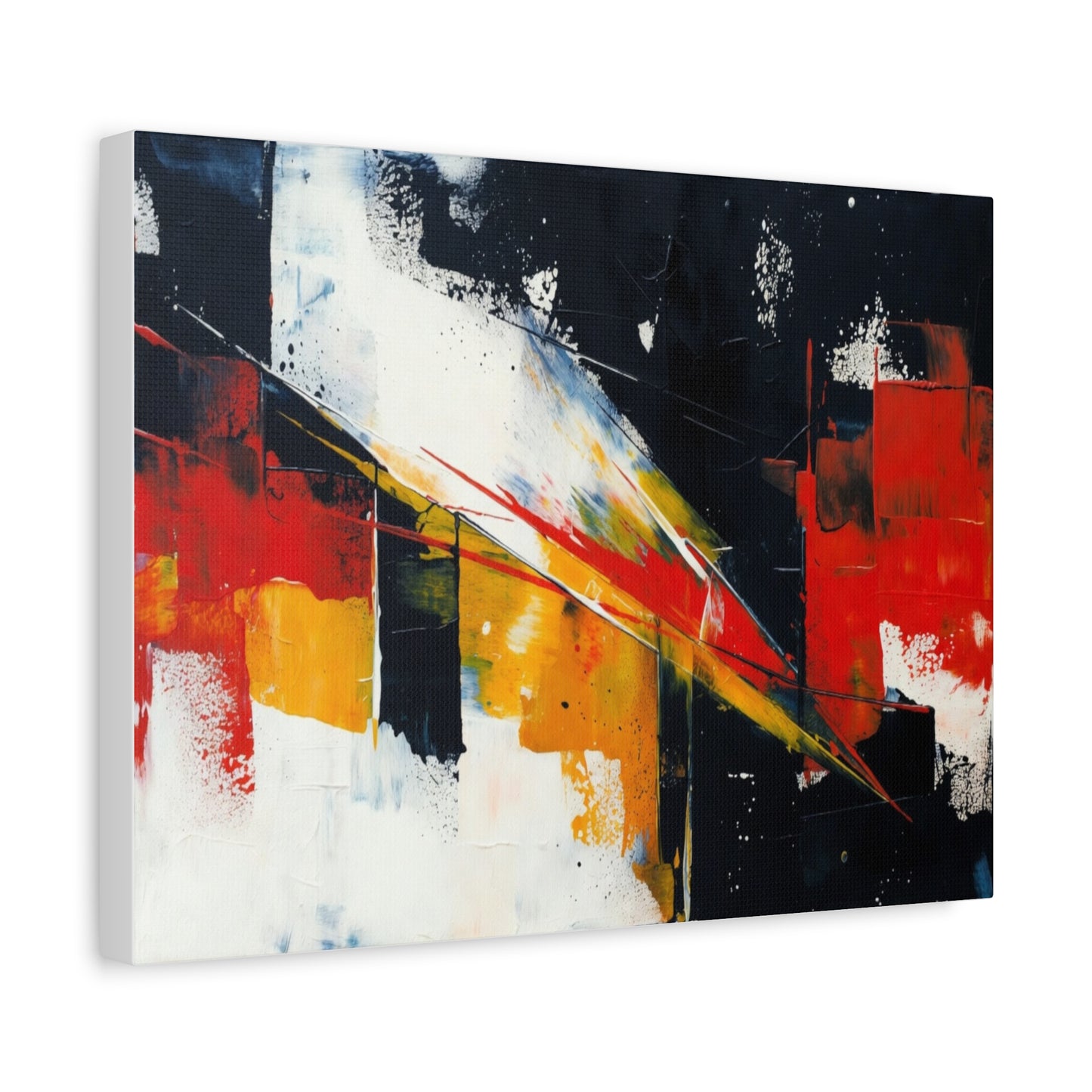 Abstract Geometric Canvas Art — Bold Red & Black Modern Wall Painting