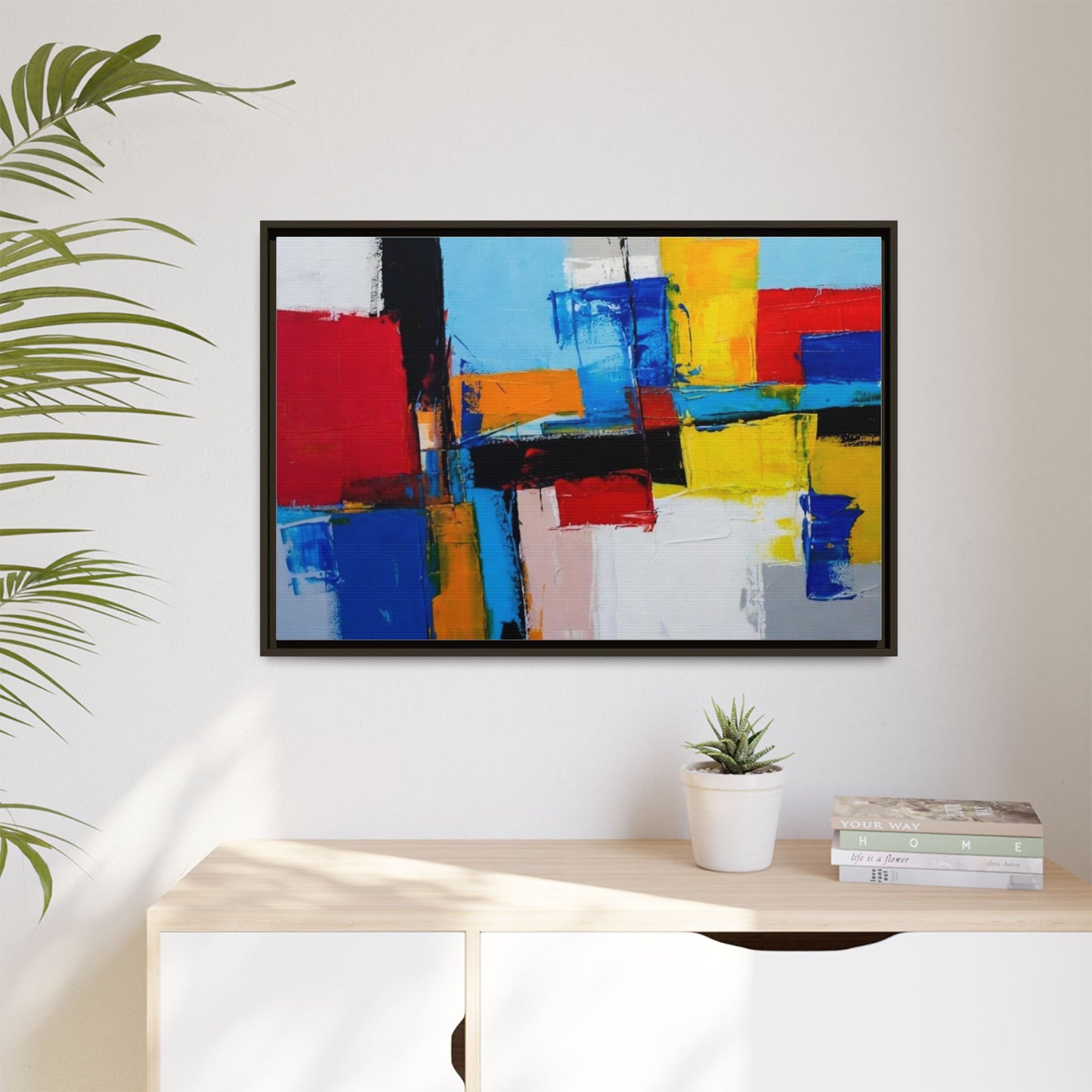 Abstract Color Block Matte Canvas Framed Wall Art