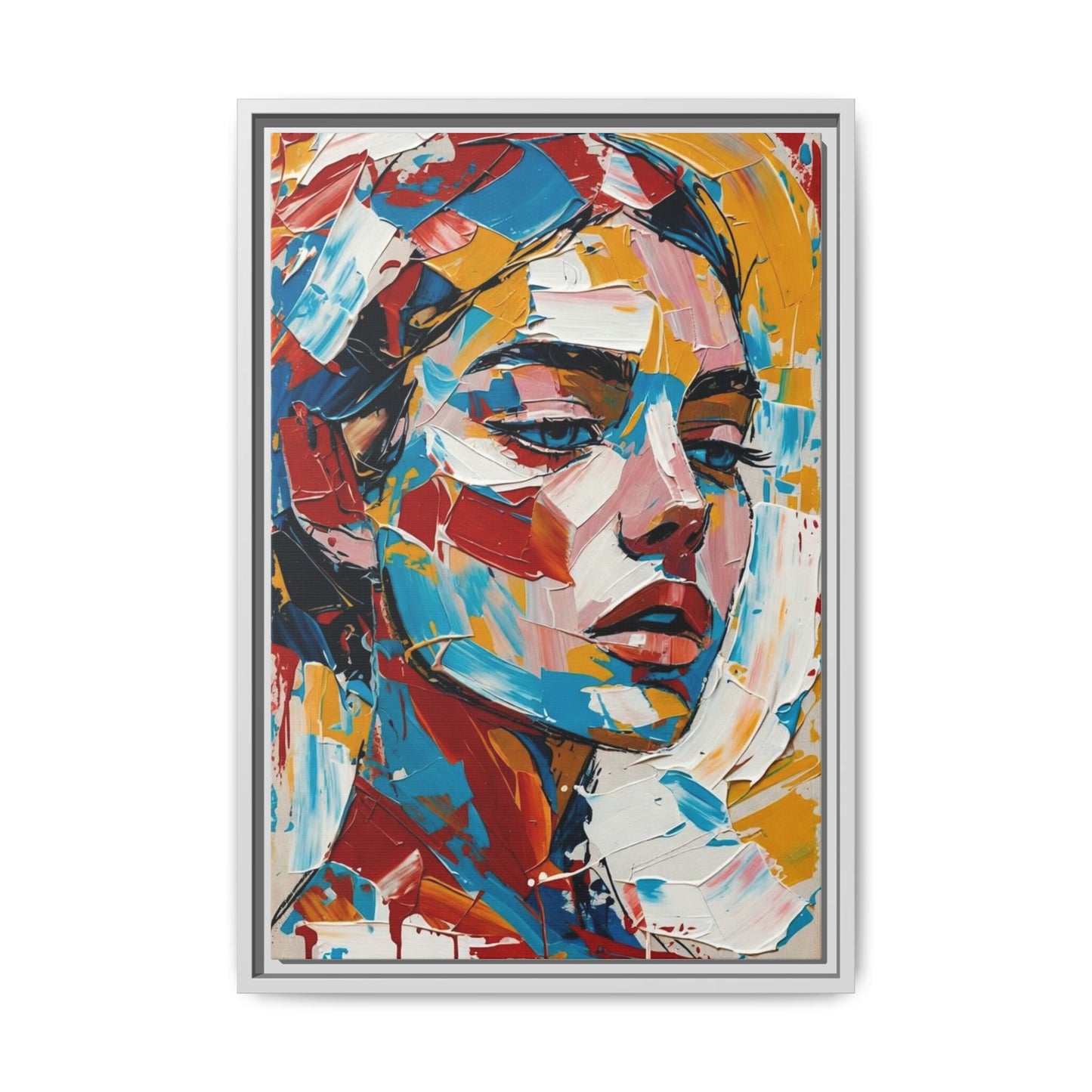 Colorful Abstract Portrait Framed Canvas Print