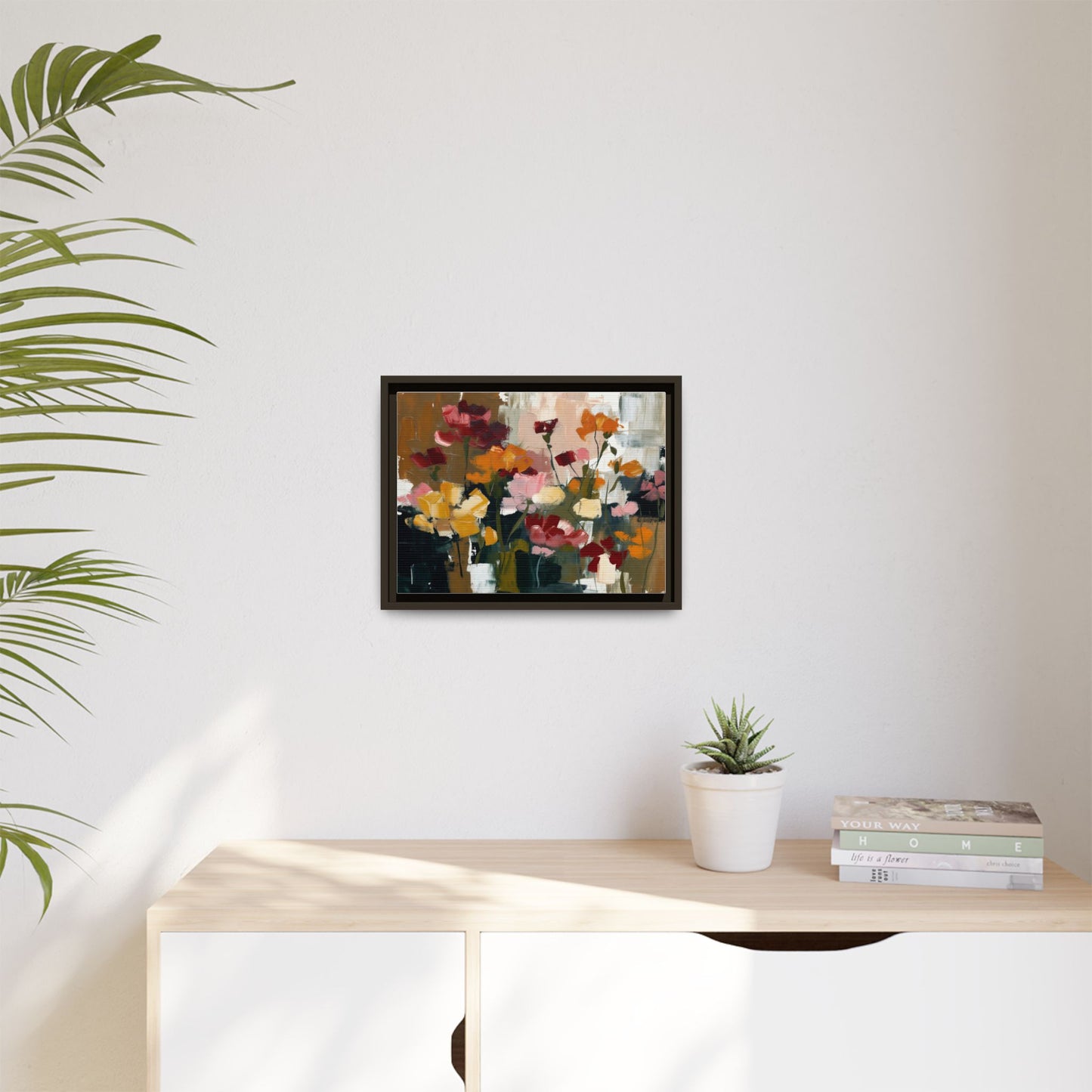 Framed Matte Canvas Floral Abstract Wall Art