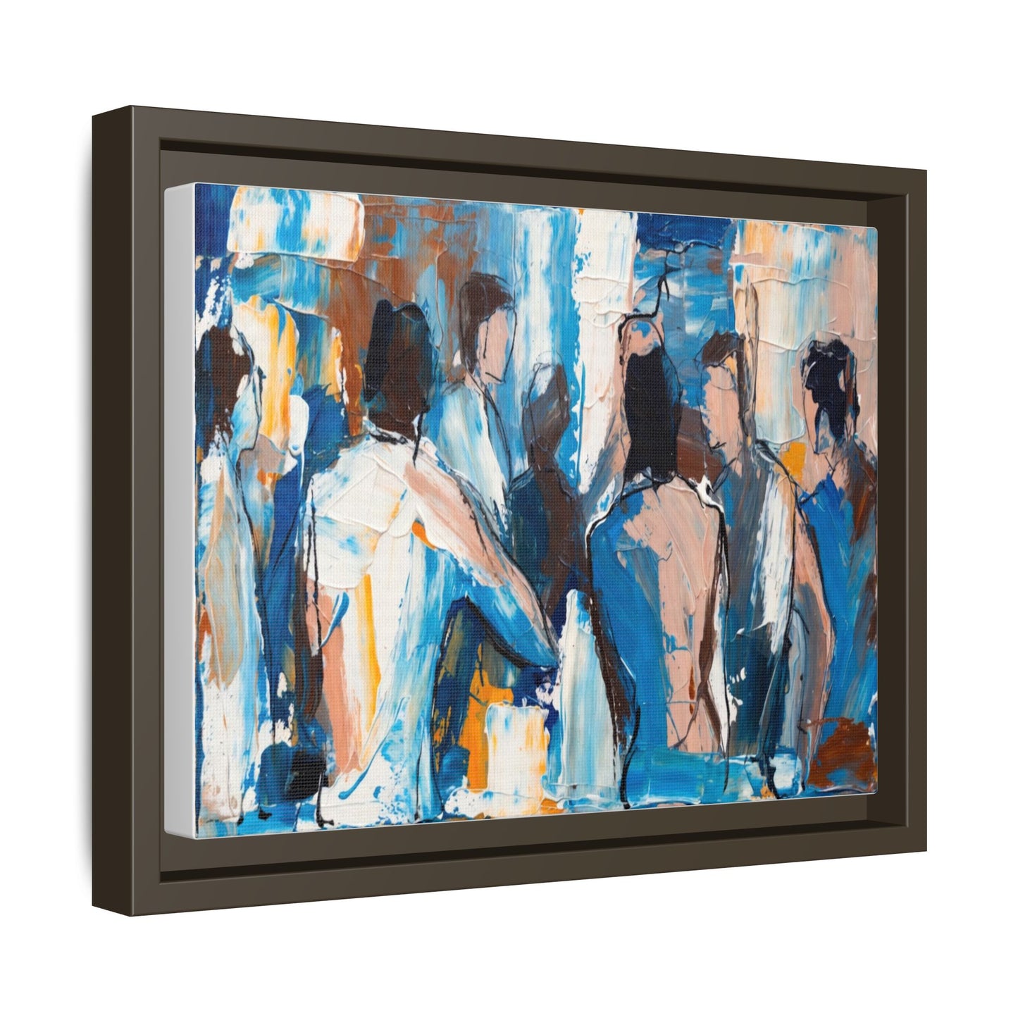 Abstract Coastal Figures Matte Canvas Framed Wall Art