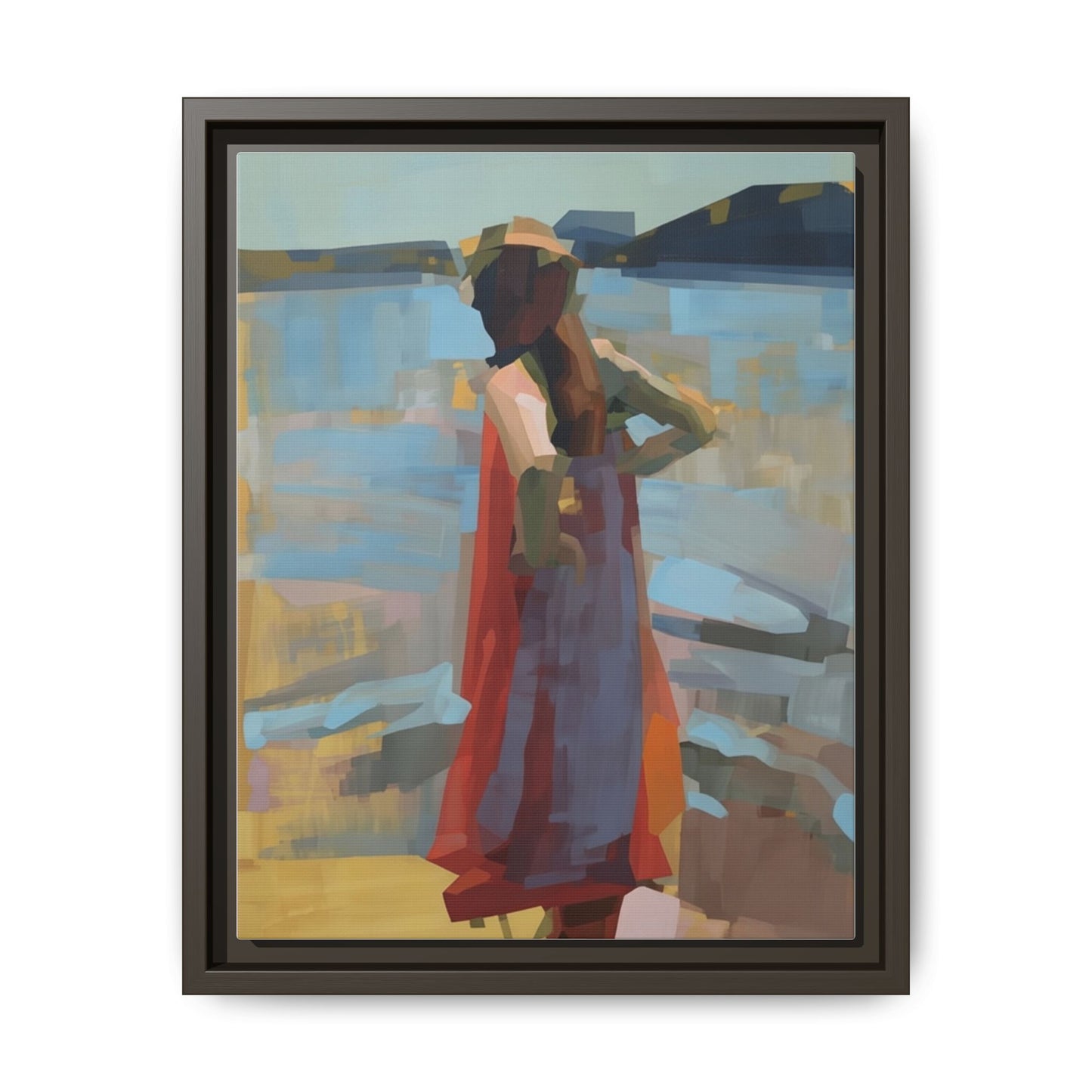 Framed Matte Canvas Print — Coastal Woman Abstract Art