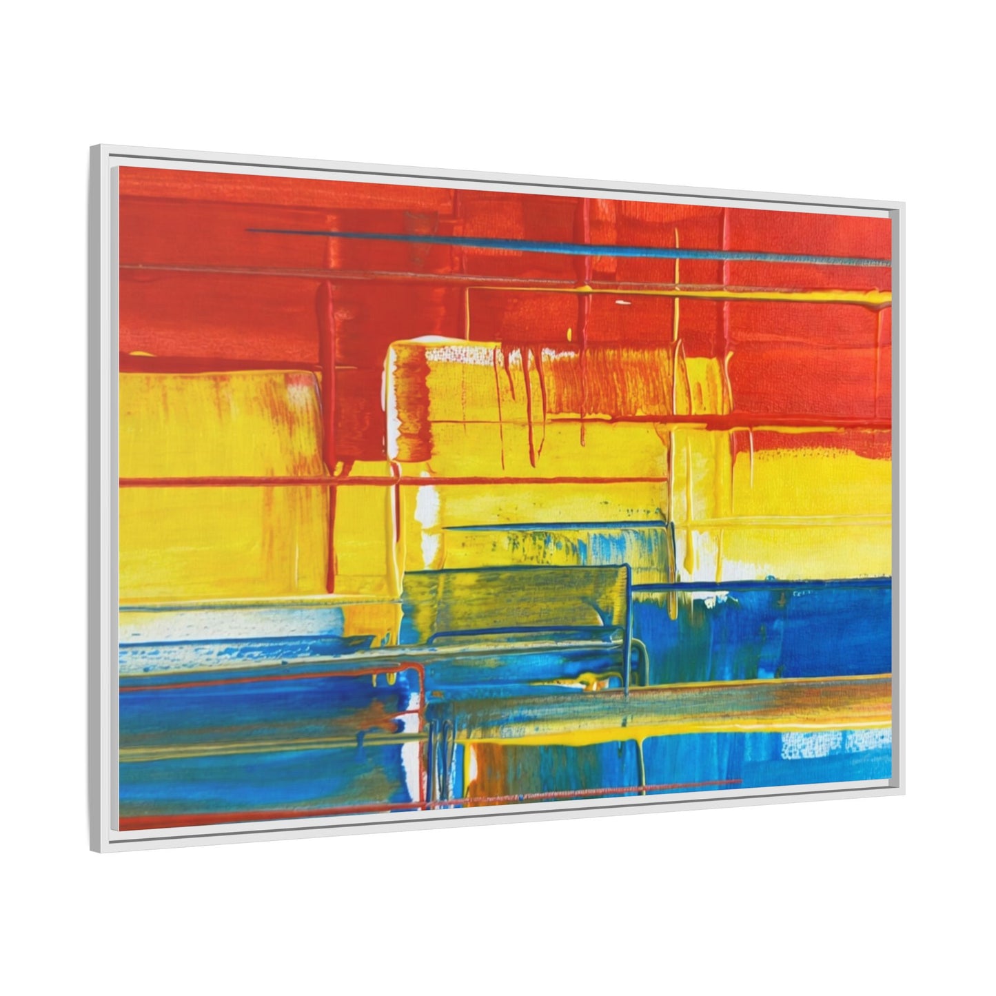 Abstract Multi-Color Framed Canvas Art — Modern Geometric Wall Decor