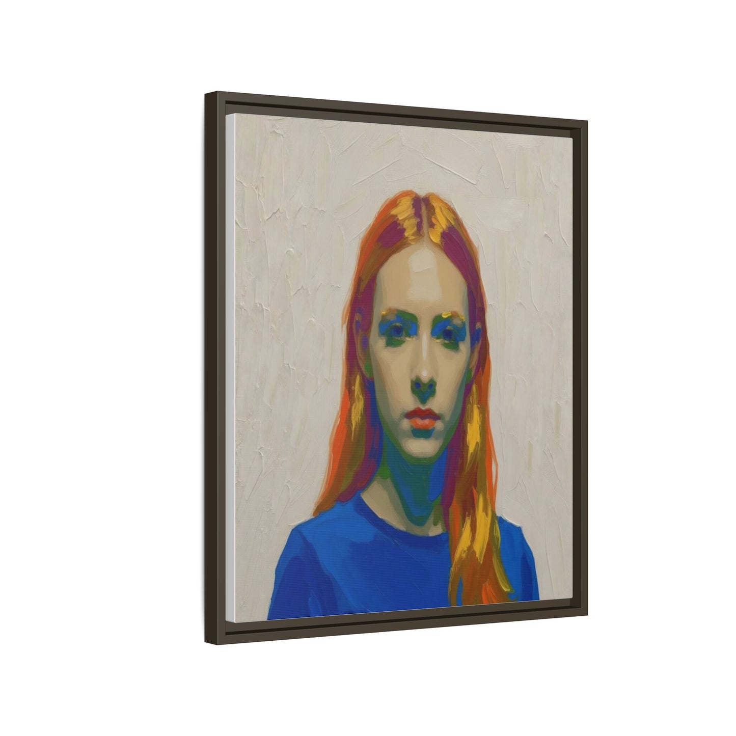 Framed Matte Canvas Portrait — Vibrant Multi‑Color Girl Art Print