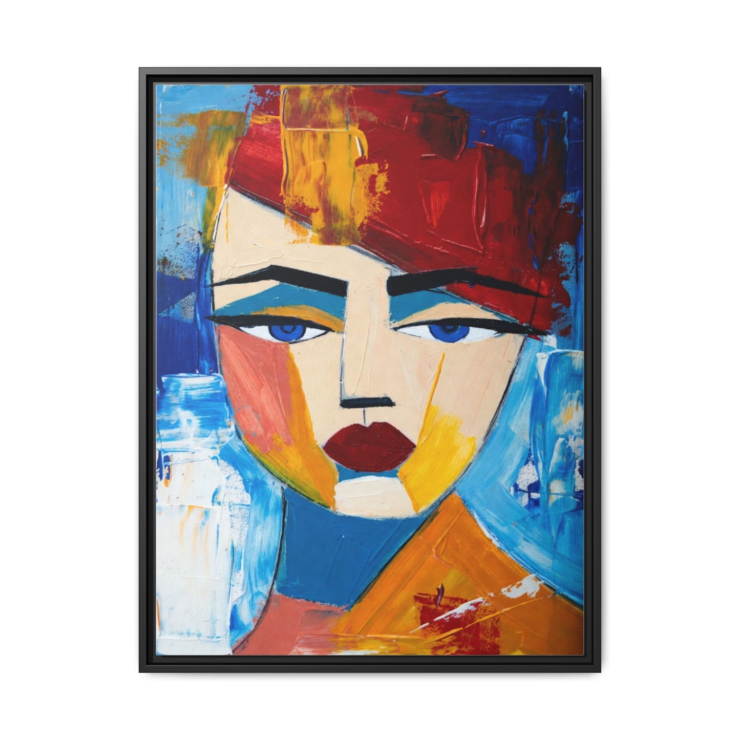 Abstract Colorful Portrait Framed Canvas Art