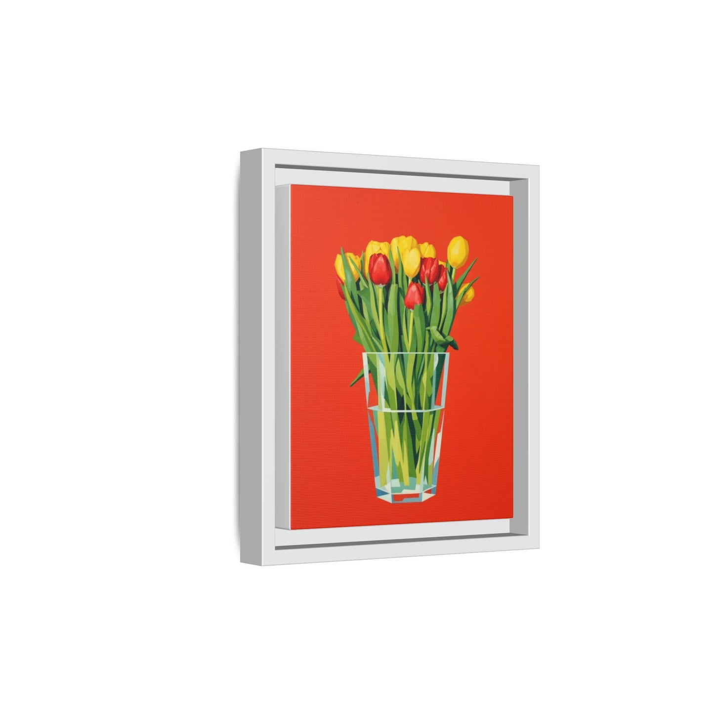 Framed Tulip Bouquet Matte Canvas Art — Vibrant Red Floral Wall Print
