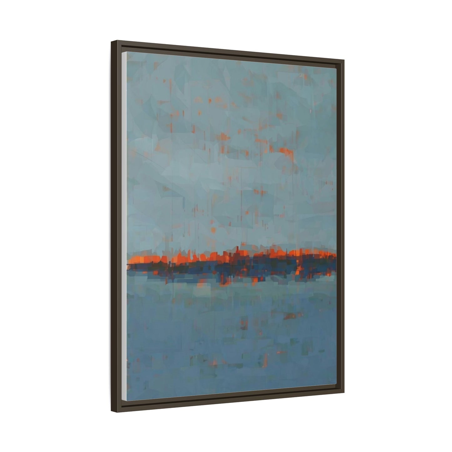 Framed Canvas Art — Teal & Orange Abstract Seascape