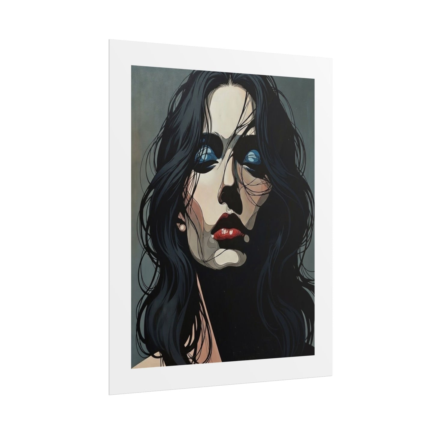 Rolled Poster — Moody Portrait Art Print (Dark Femme, Blue Eyeshadow)