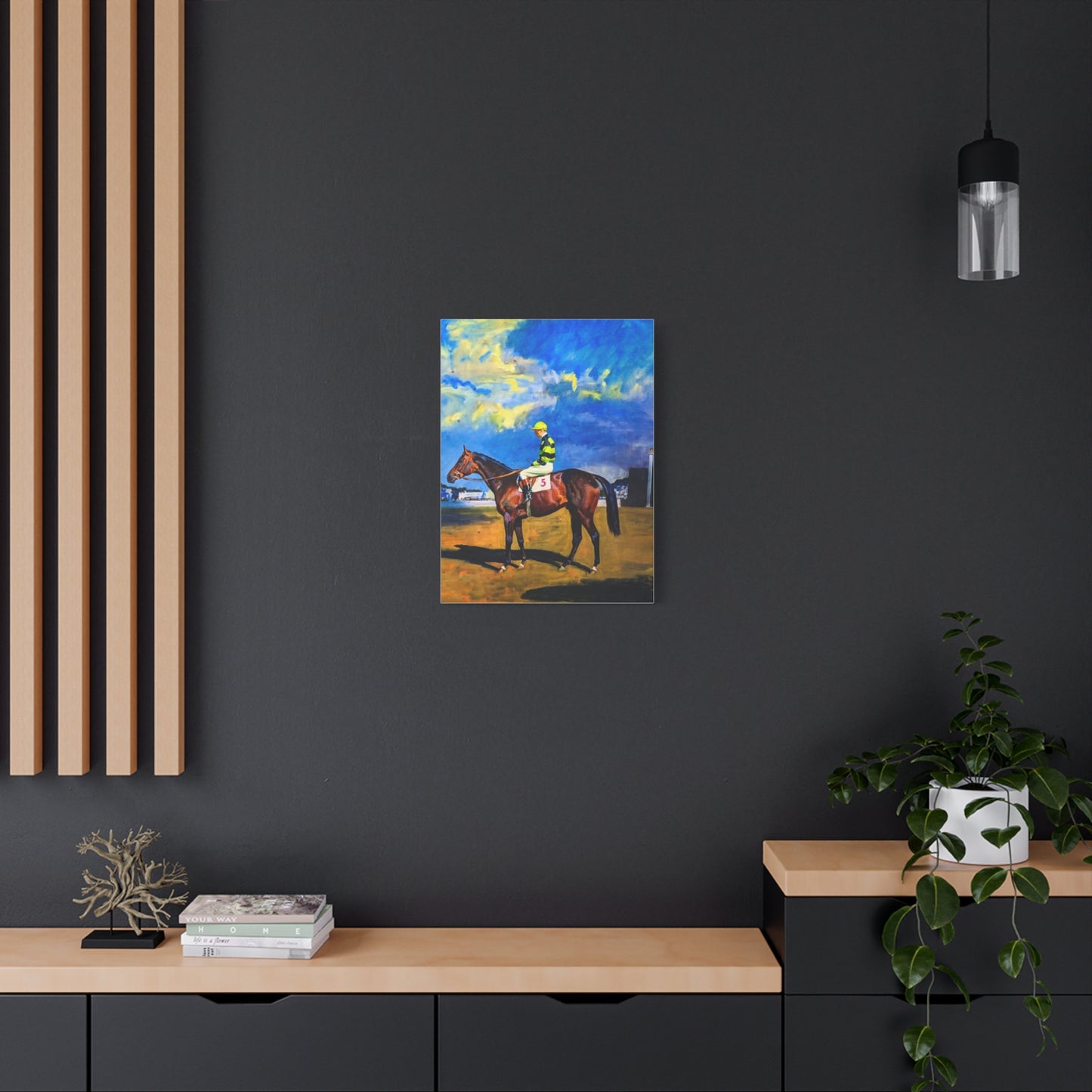 Horse Racing Jockey Canvas Print — Equestrian Art Matte Stretched Wall Decor