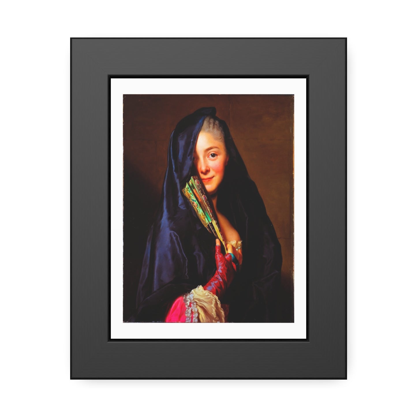 Framed Art Print — Woman with Fan Vintage Portrait Poster
