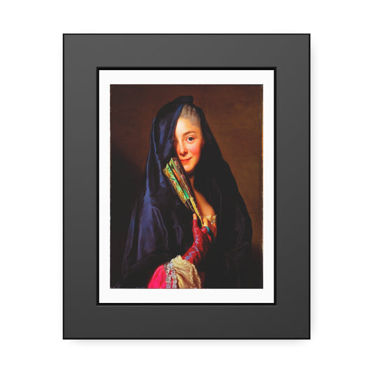 Framed Art Print — Woman with Fan Vintage Portrait Poster