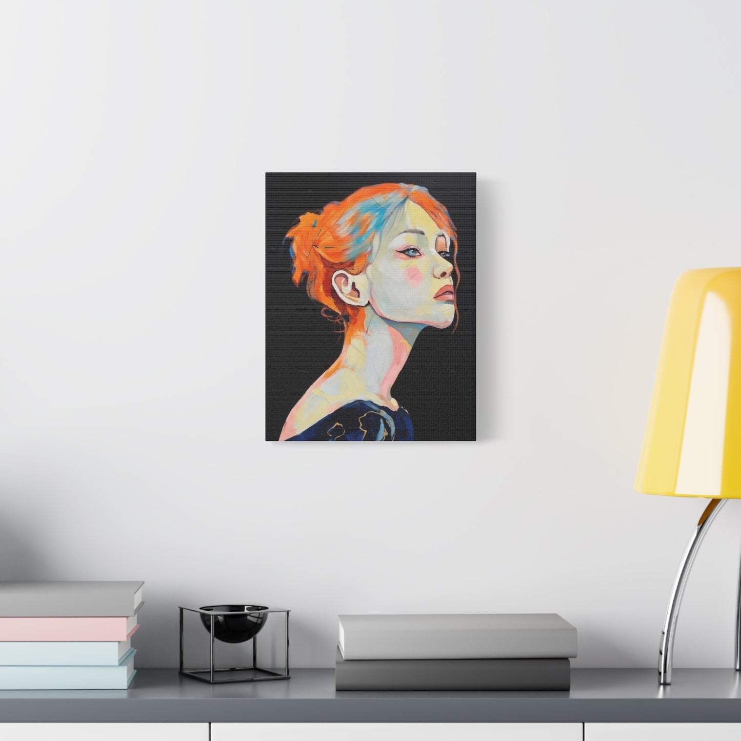 Contemplative Portrait Matte Canvas Wall Art — Colorful Female Profile Painting