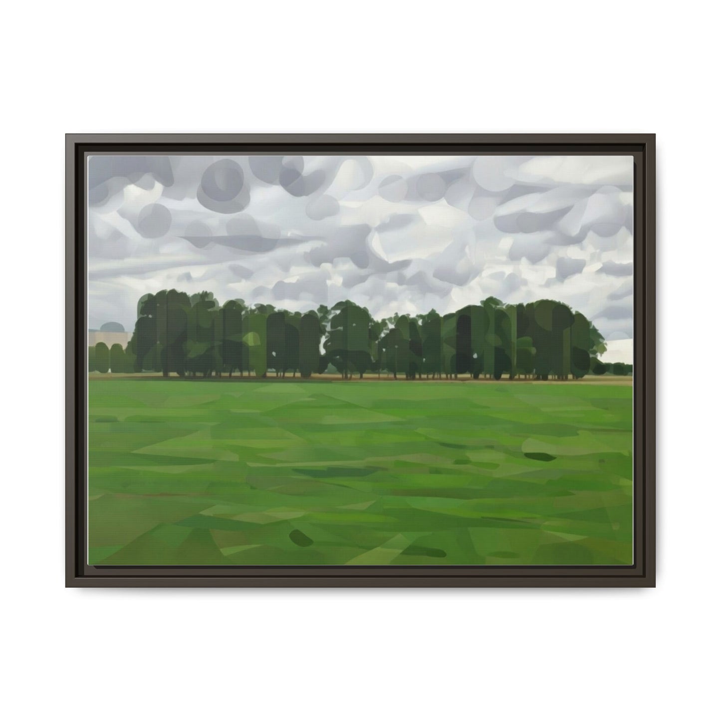 Framed Matte Canvas Print — Minimalist Green Landscape Art