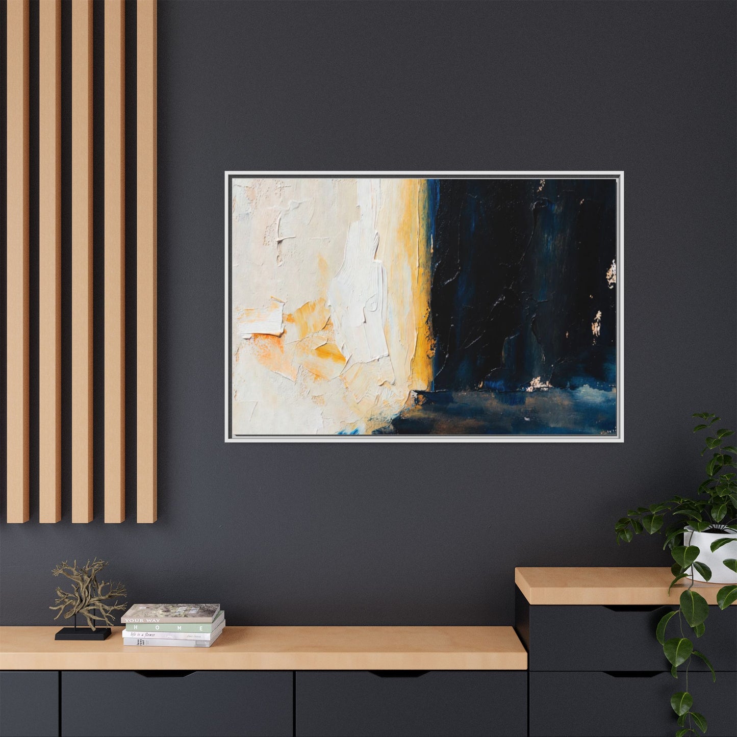 Abstract Coastal Texture Framed Canvas Art — Matte Multi-Color Wall Print