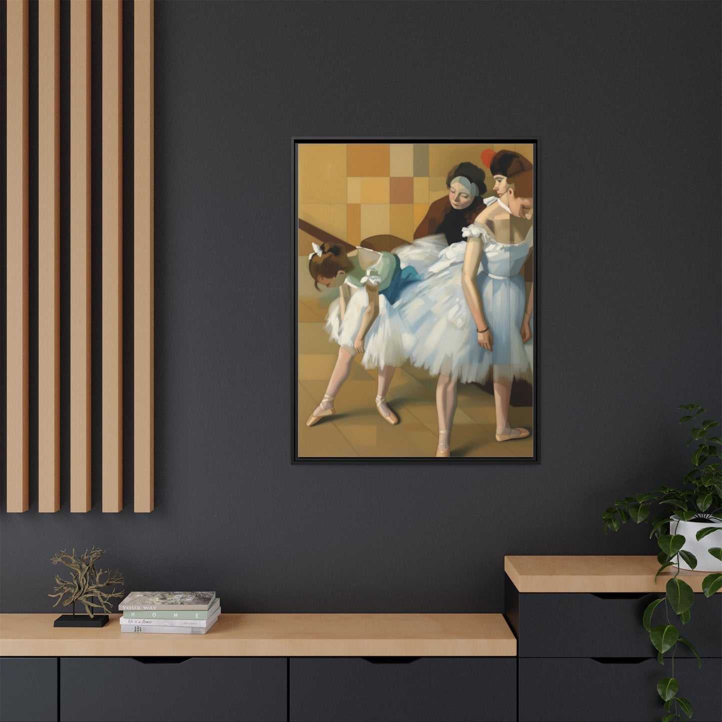 Ballet Dancers Matte Framed Canvas – Impressionist Dance Wall Art