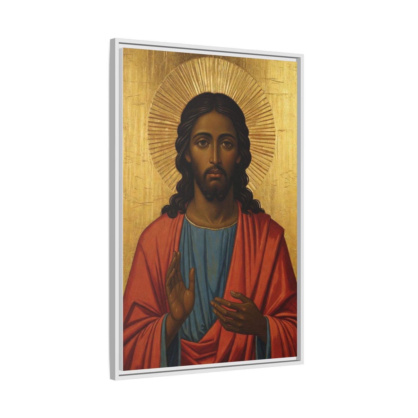 Framed Orthodox Christ Icon Matte Canvas — Religious Wall Art for Home, Church, or Prayer Corner
