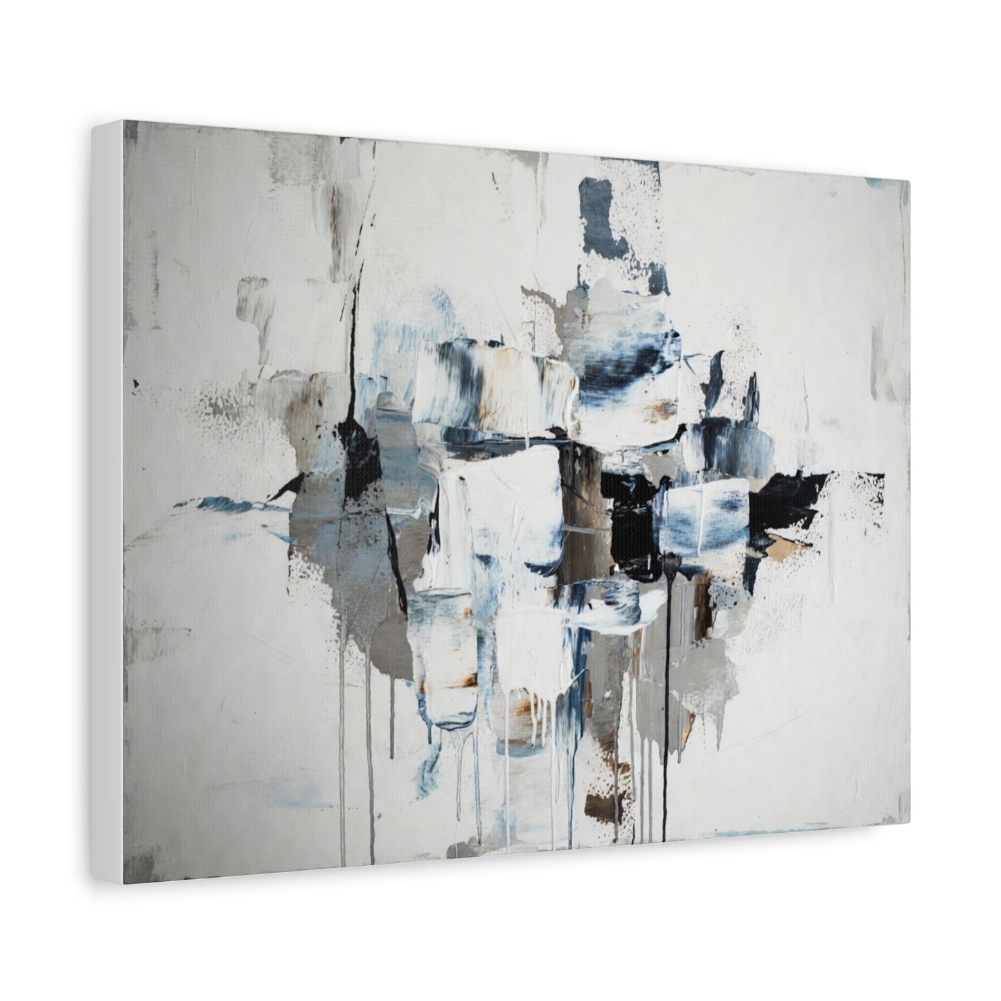 Abstract Blue & Gray Canvas Wall Art — Stretched Matte Canvas