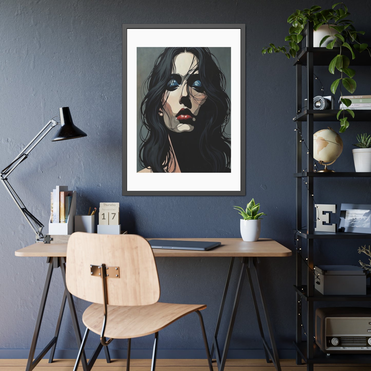 Framed Poster — Moody Portrait Art Print (Dark Feminine Wall Decor)