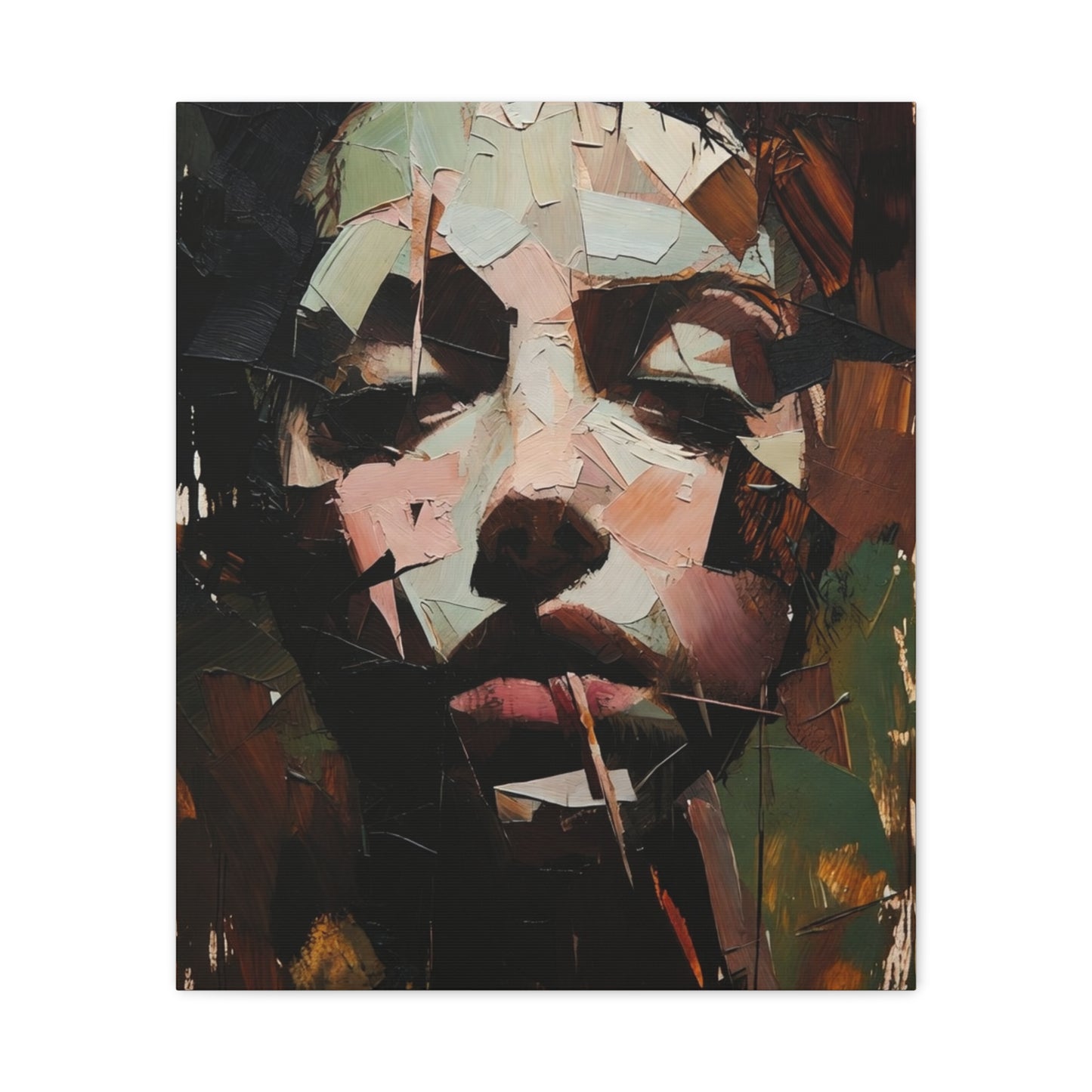Abstract Portrait Matte Stretched Canvas (1.25") — Contemporary Textured Face Art