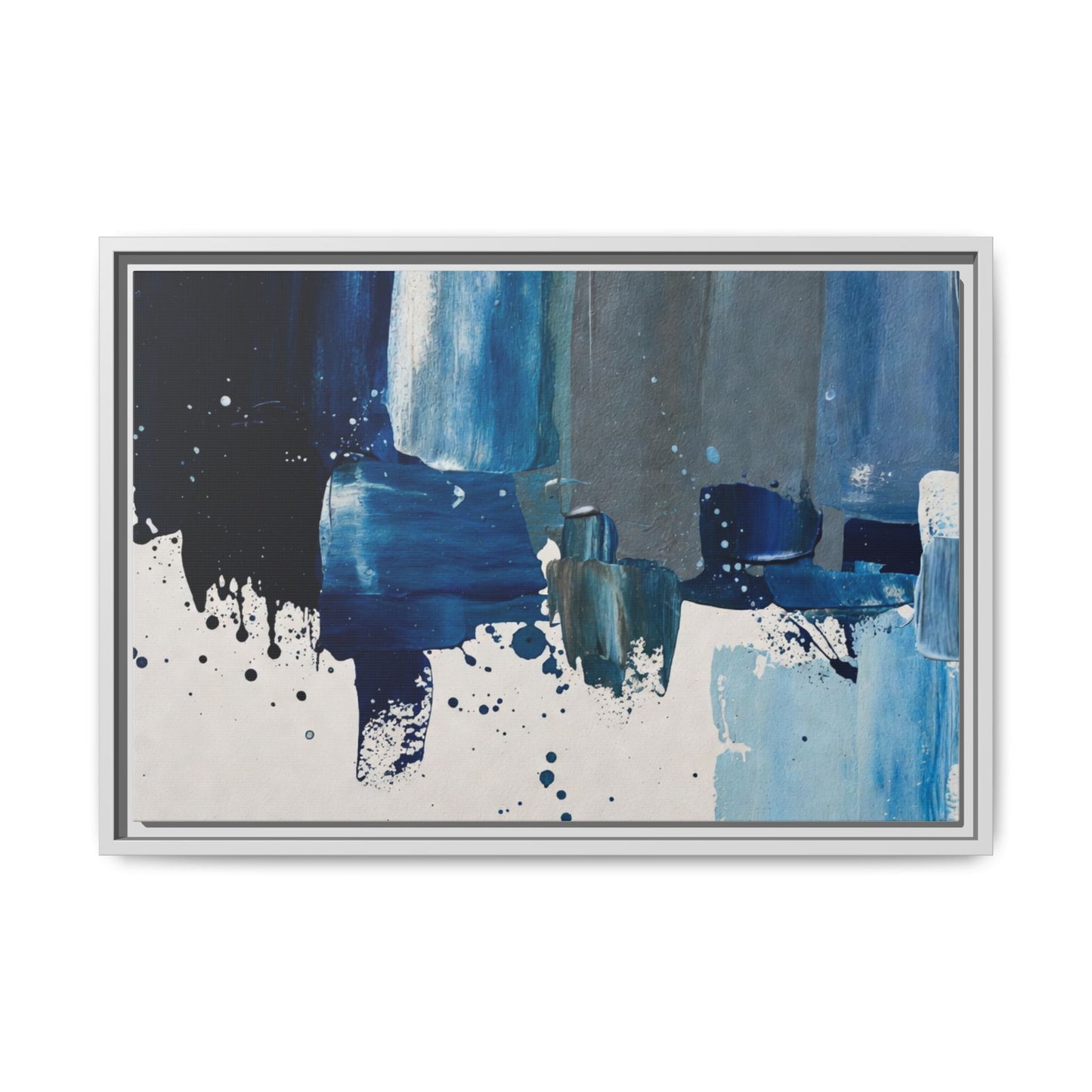 Abstract Blue Ocean Matte Canvas Framed Wall Art