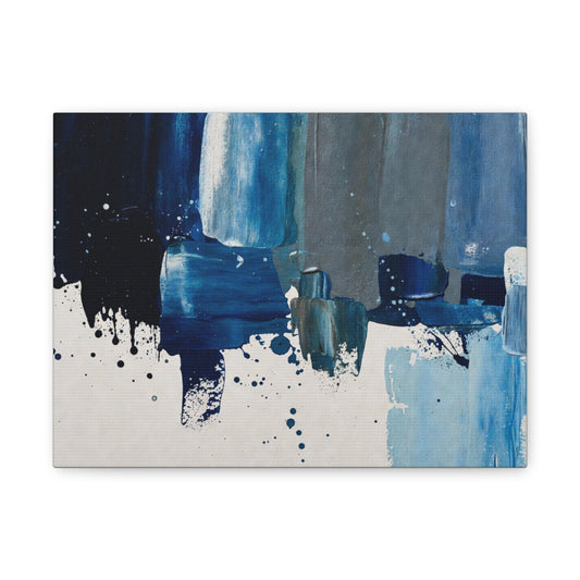 Blue Abstract Canvas Wall Art – Modern Matte Stretched Canvas