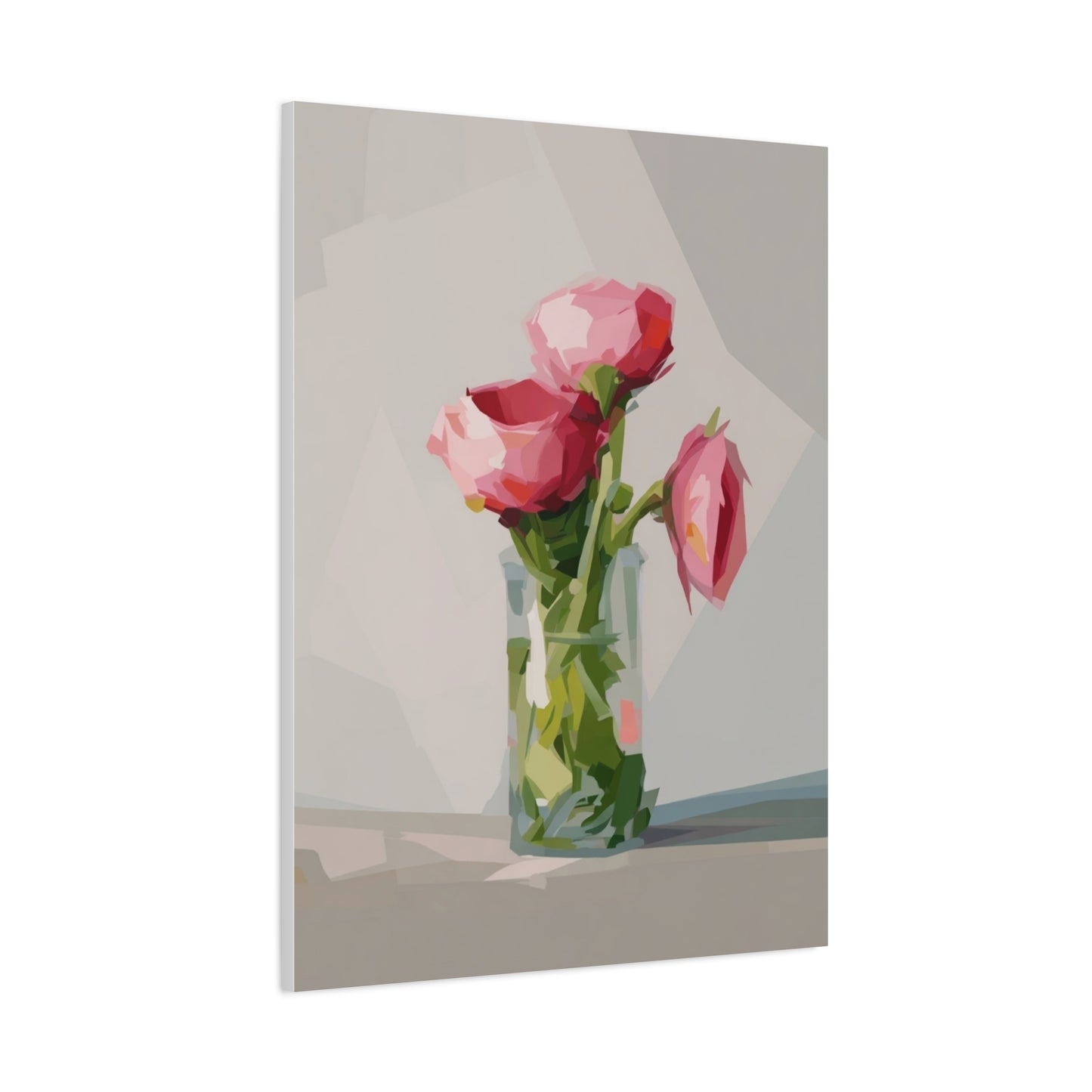 Pink Floral Vase Canvas Print — Stretched Matte Wall Art