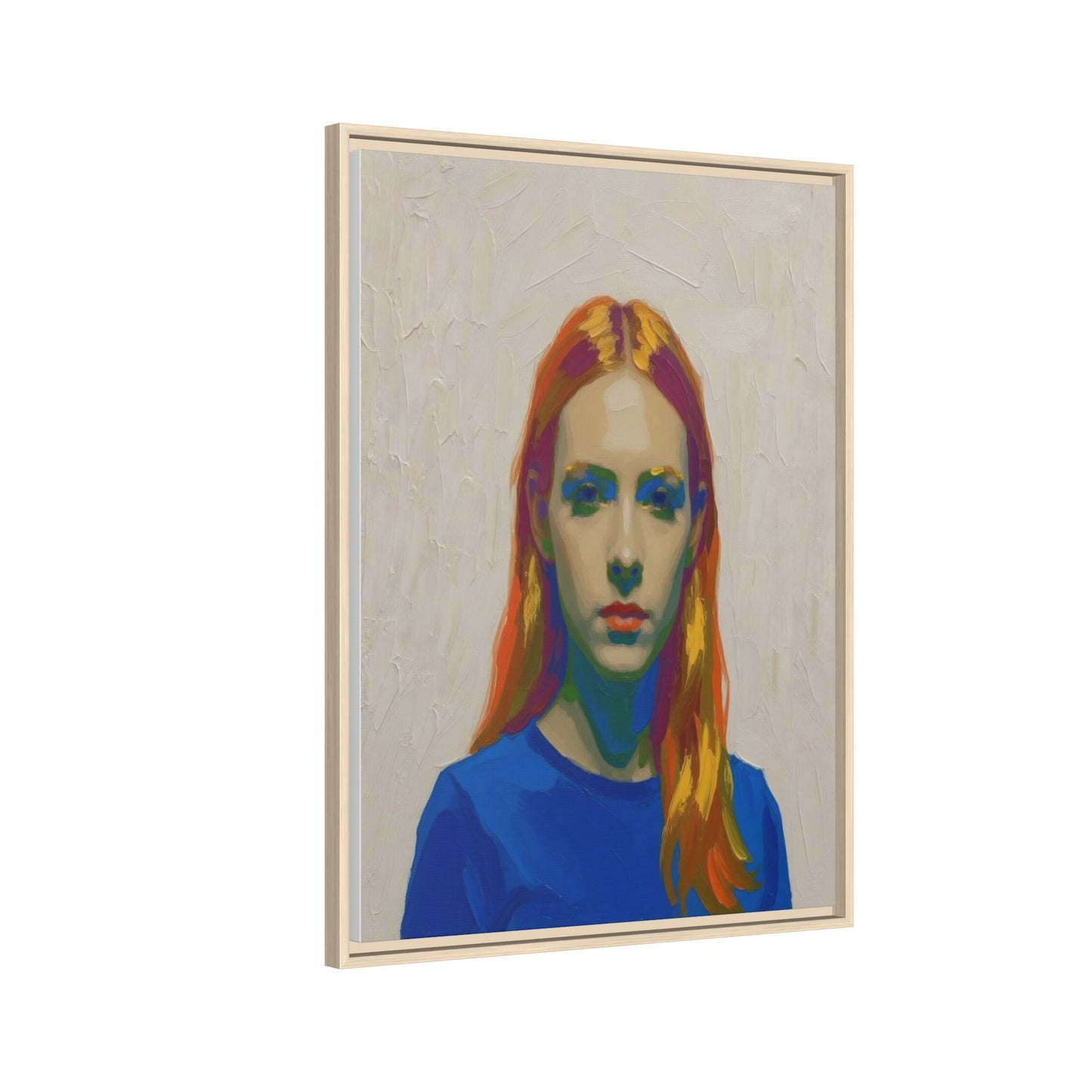 Framed Matte Canvas Portrait — Vibrant Multi‑Color Girl Art Print