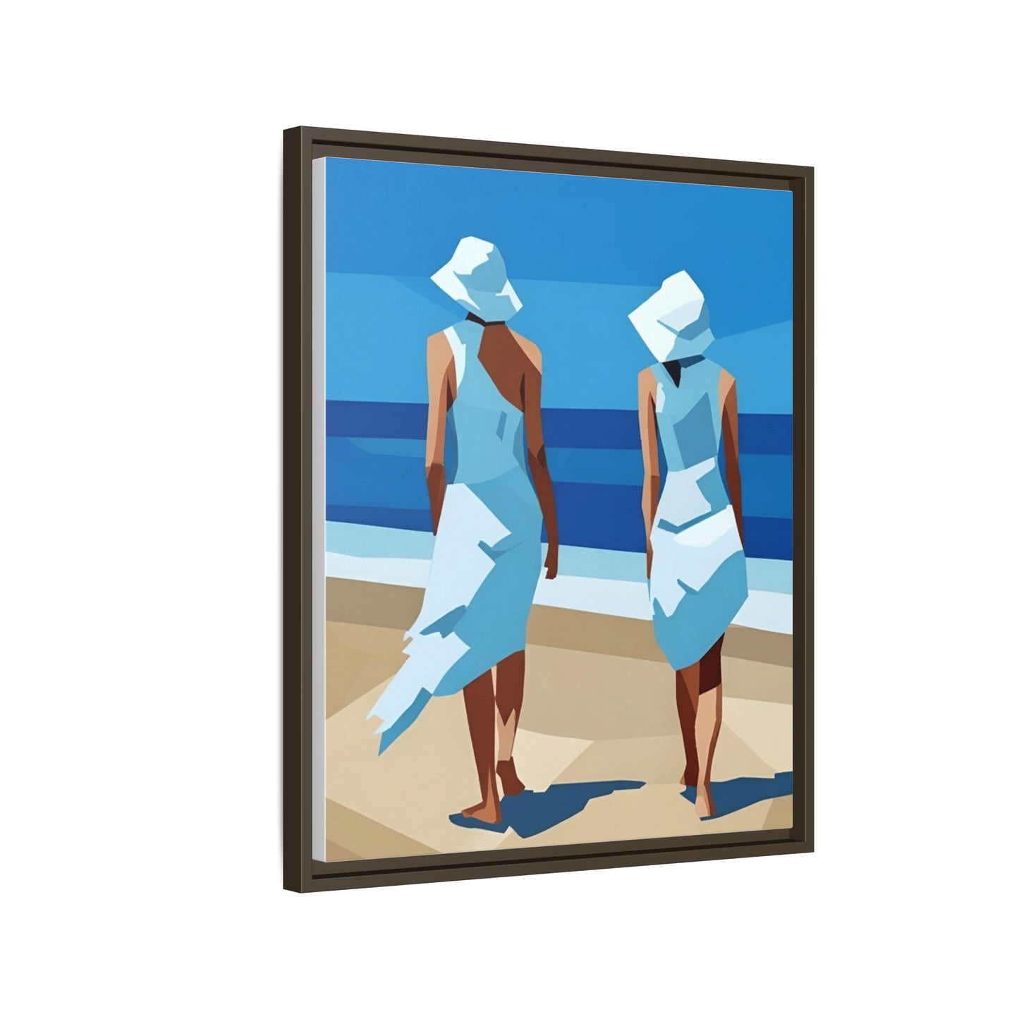Seaside Stroll Matte Canvas Framed Print — Coastal Beach Art